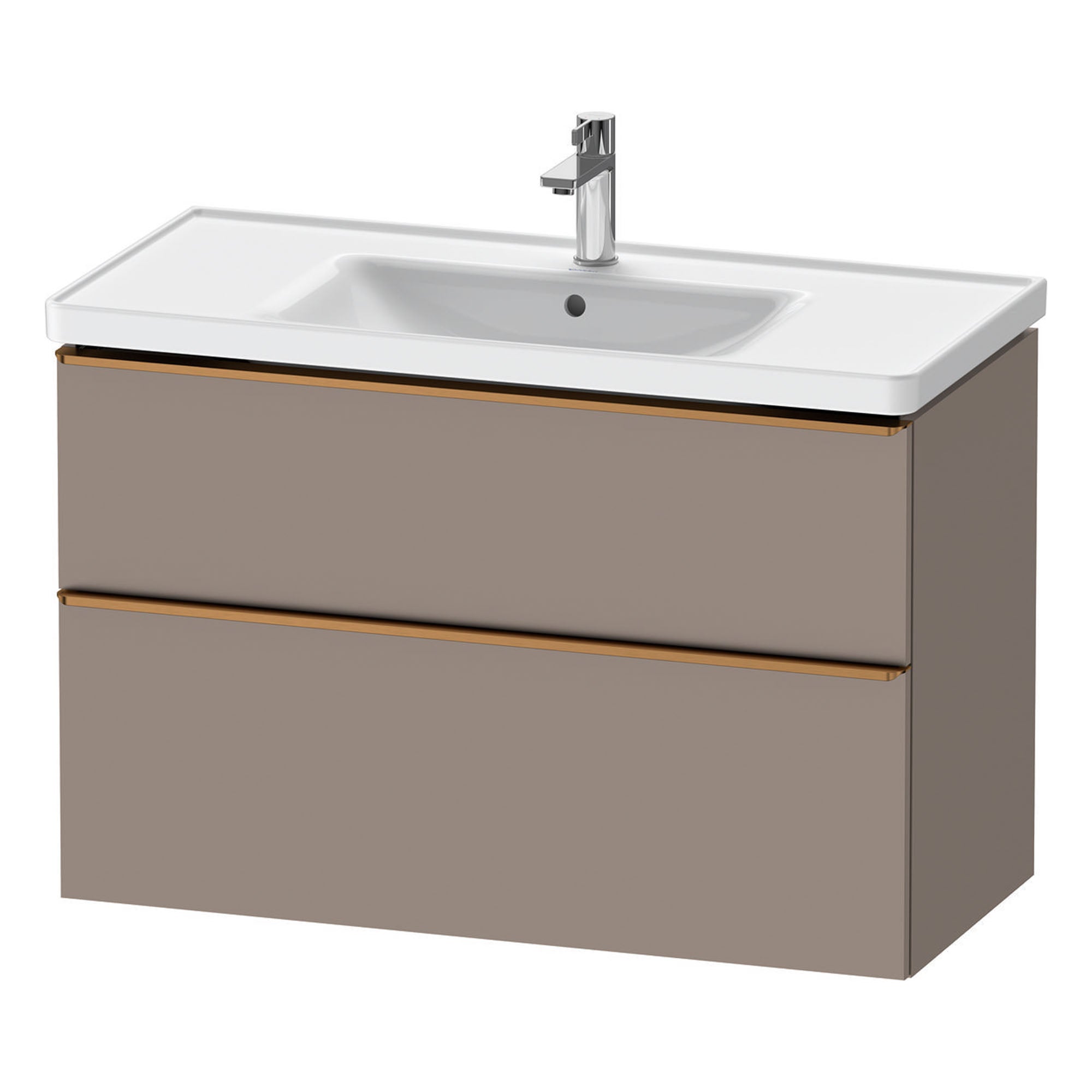 duravit d-neo 1000mm wall mounted vanity unit with d-neo basin basalt brushed bronze handles