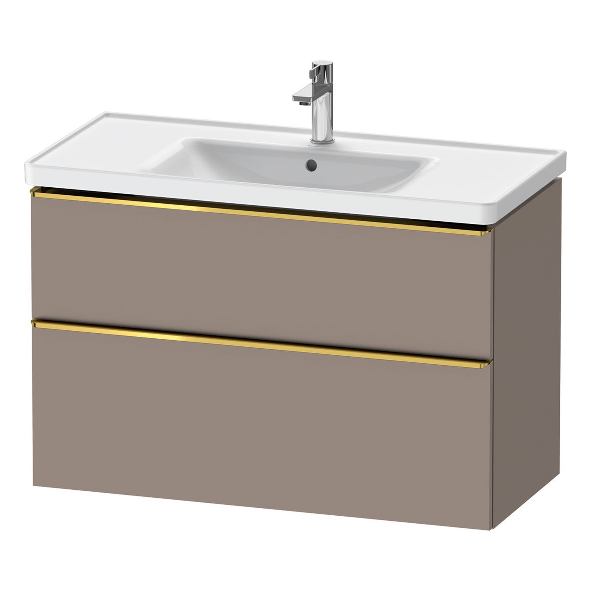 duravit d-neo 1000mm wall mounted vanity unit with d-neo basin basalt gold handles