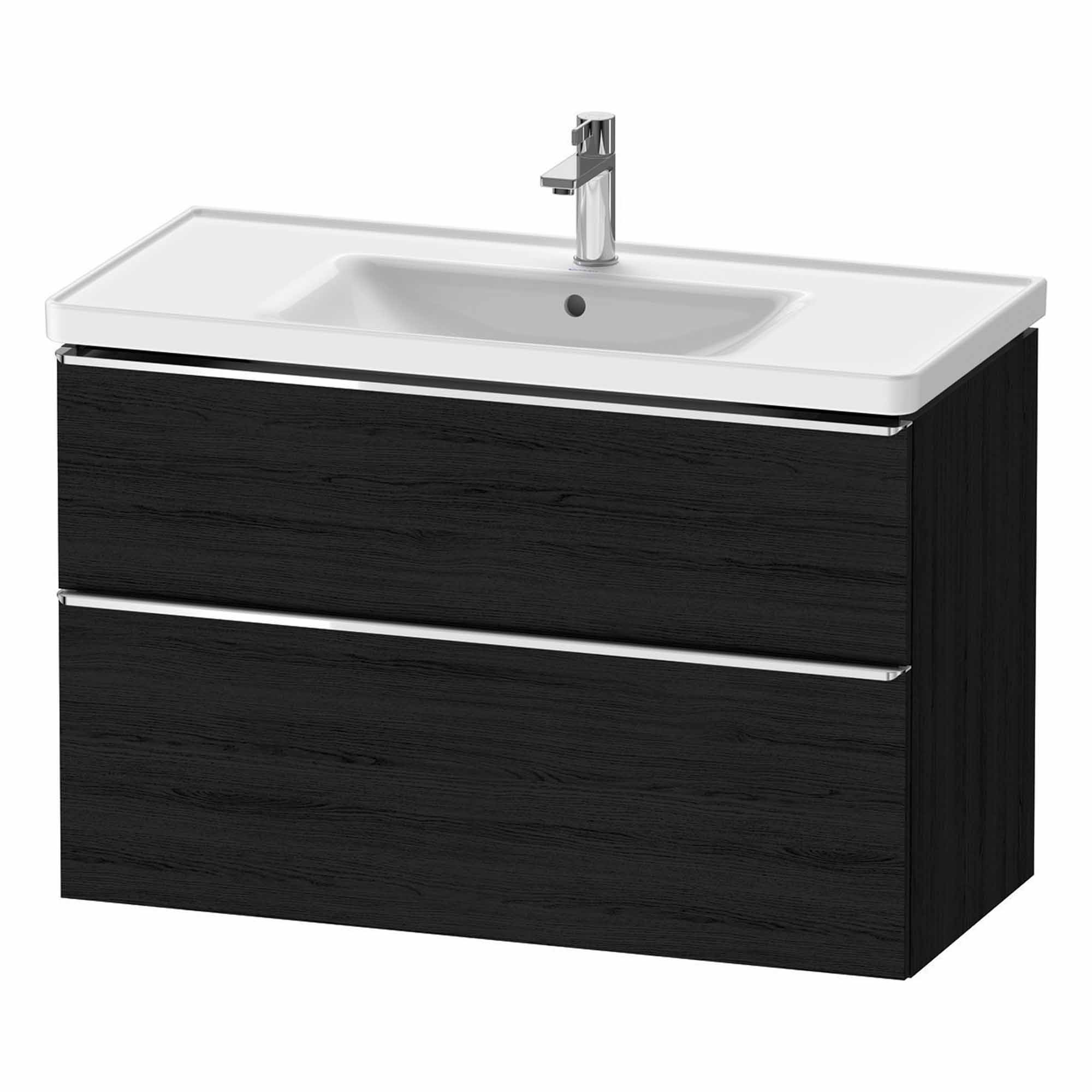 duravit d-neo 1000mm wall mounted vanity unit with d-neo basin black oak chrome handles