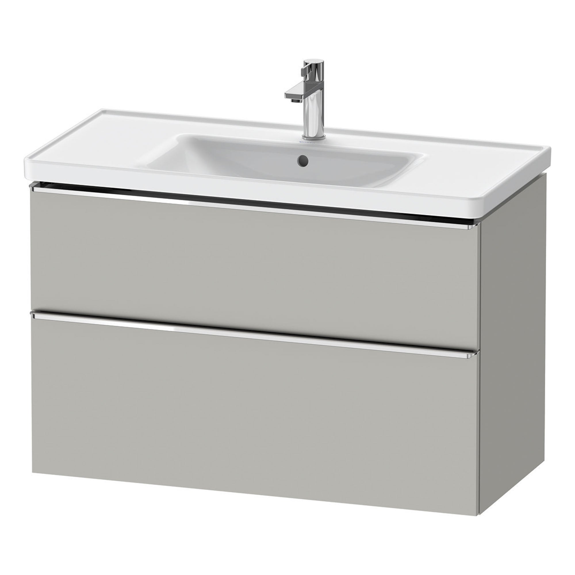 duravit d-neo 1000mm wall mounted vanity unit with d-neo basin concrete grey chrome handles