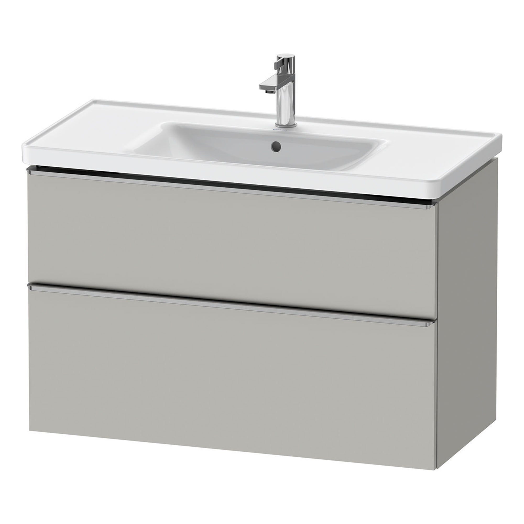 duravit d-neo 1000mm wall mounted vanity unit with d-neo basin concrete grey stainless steel handles