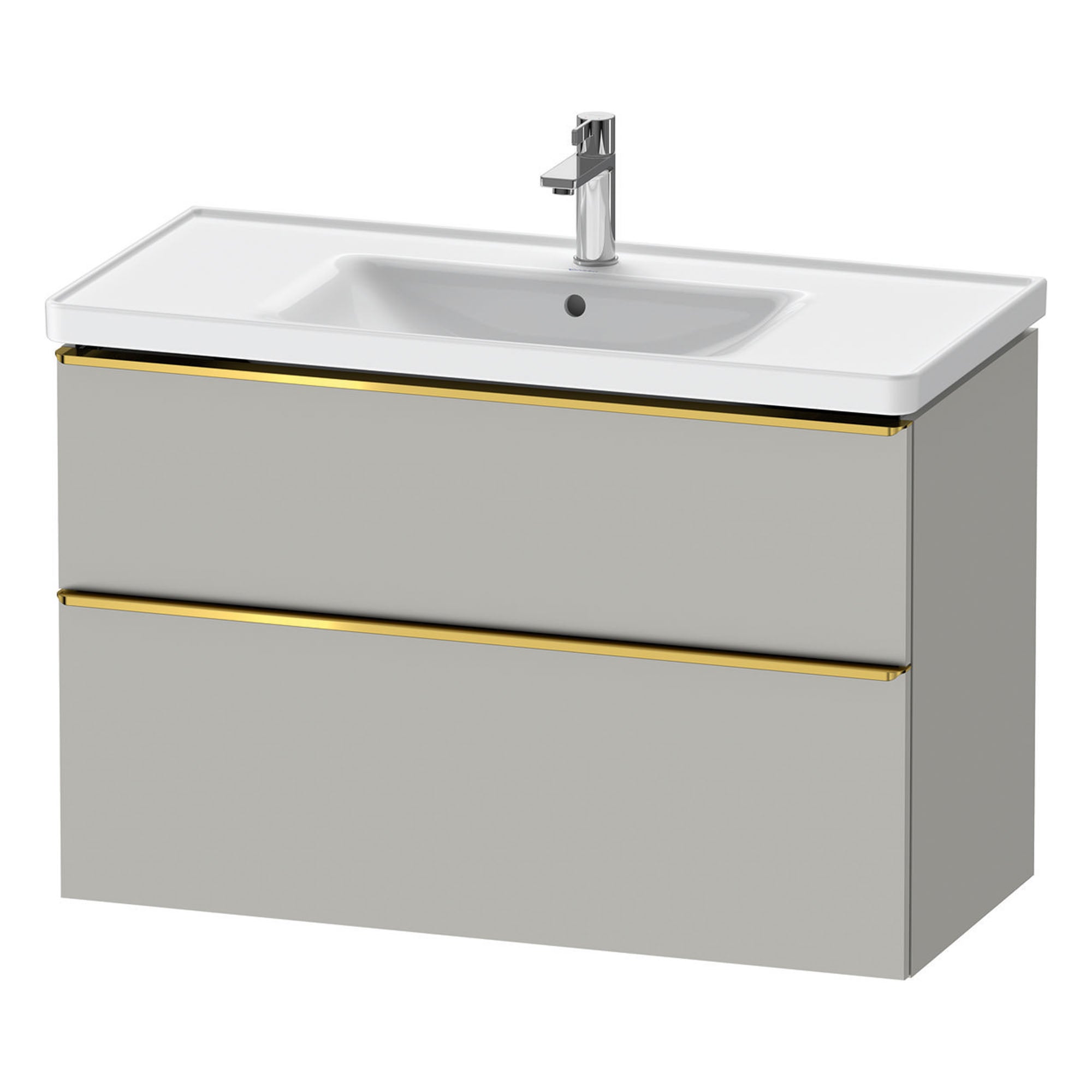 duravit d-neo 1000mm wall mounted vanity unit with d-neo basin concrete grey gold handles