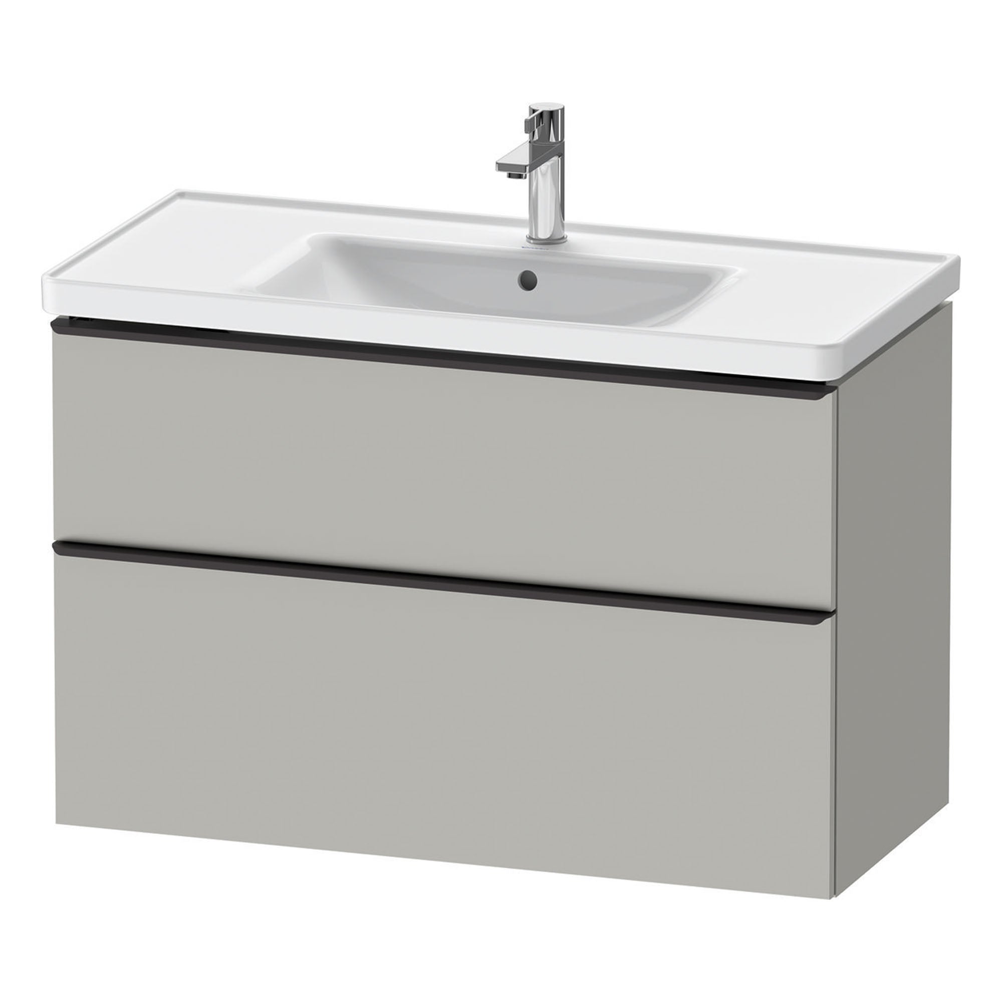 duravit d-neo 1000mm wall mounted vanity unit with d-neo basin concrete grey diamond black handles