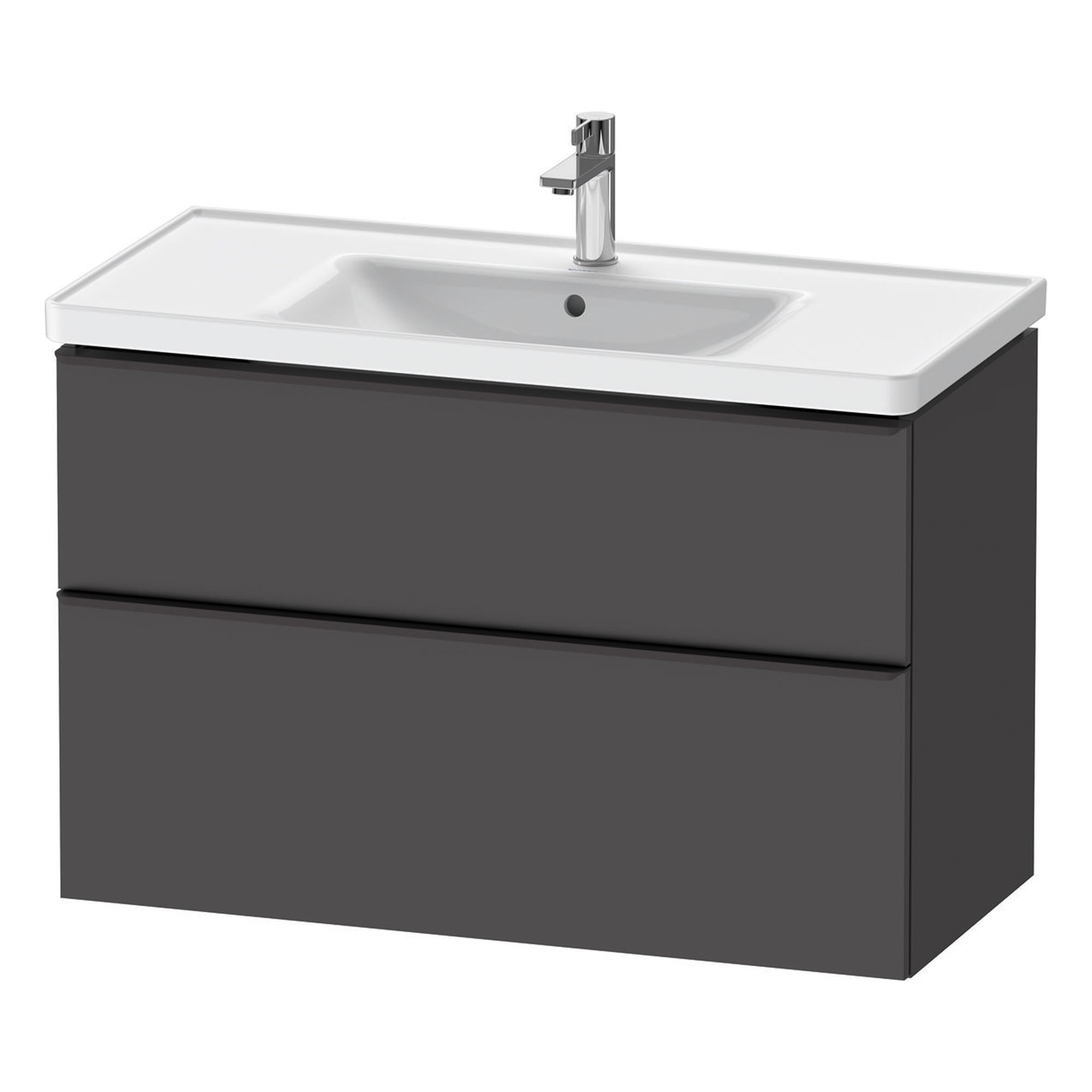 duravit d-neo 1000mm wall mounted vanity unit with d-neo basin matt graphite diamond black handles