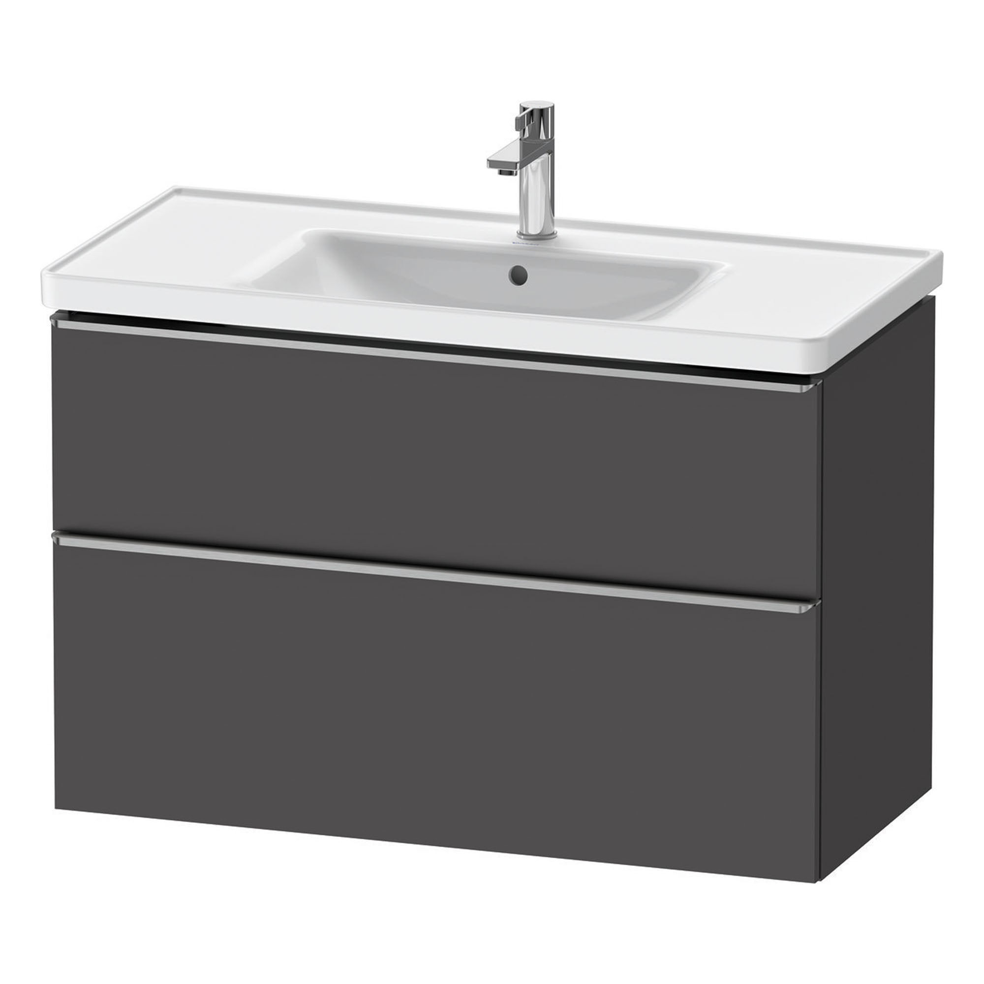 duravit d-neo 1000mm wall mounted vanity unit with d-neo basin matt graphite stainless steel handles