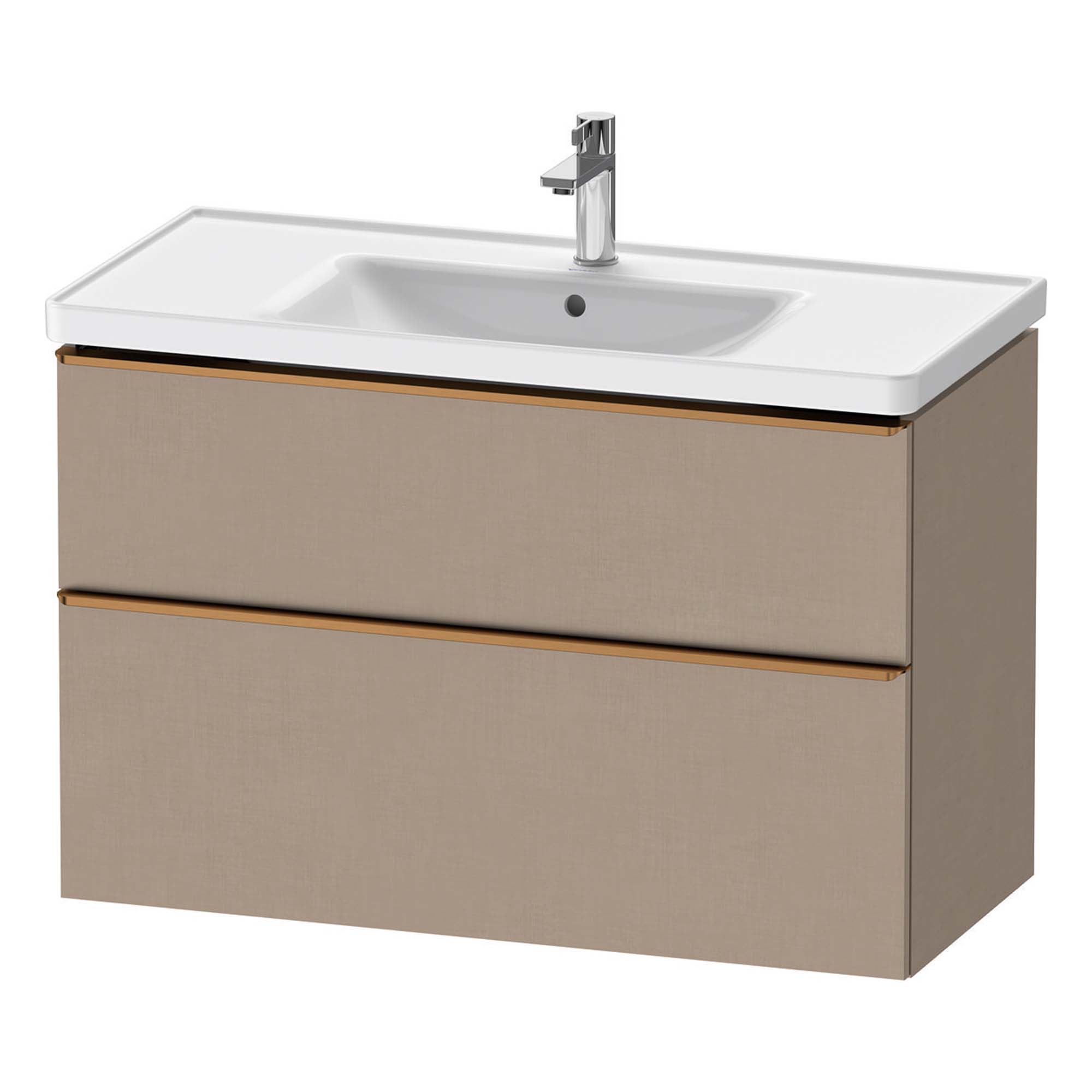 duravit d-neo 1000mm wall mounted vanity unit with d-neo basin matt linen brushed bronze handles