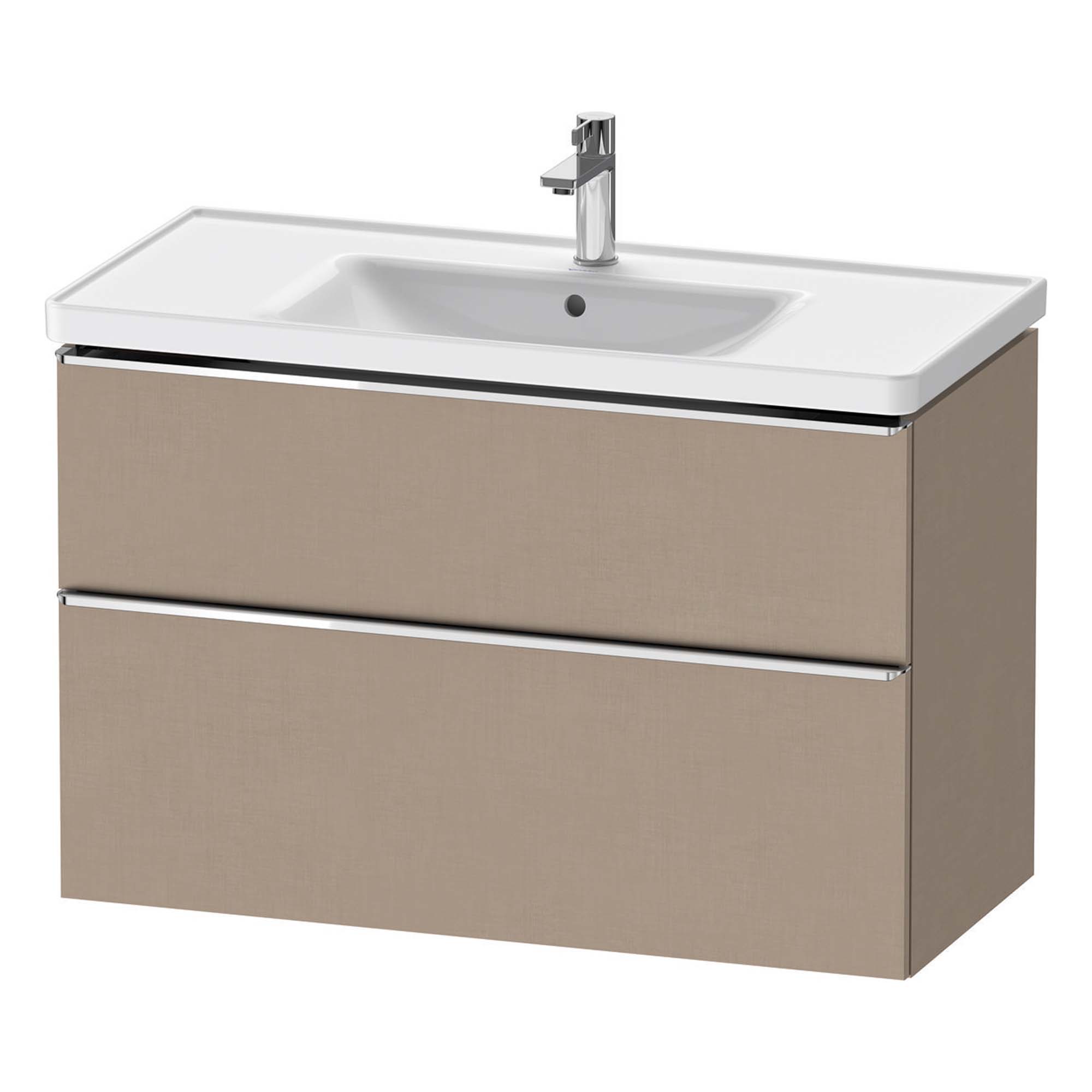 duravit d-neo 1000mm wall mounted vanity unit with d-neo basin matt linen chrome handles