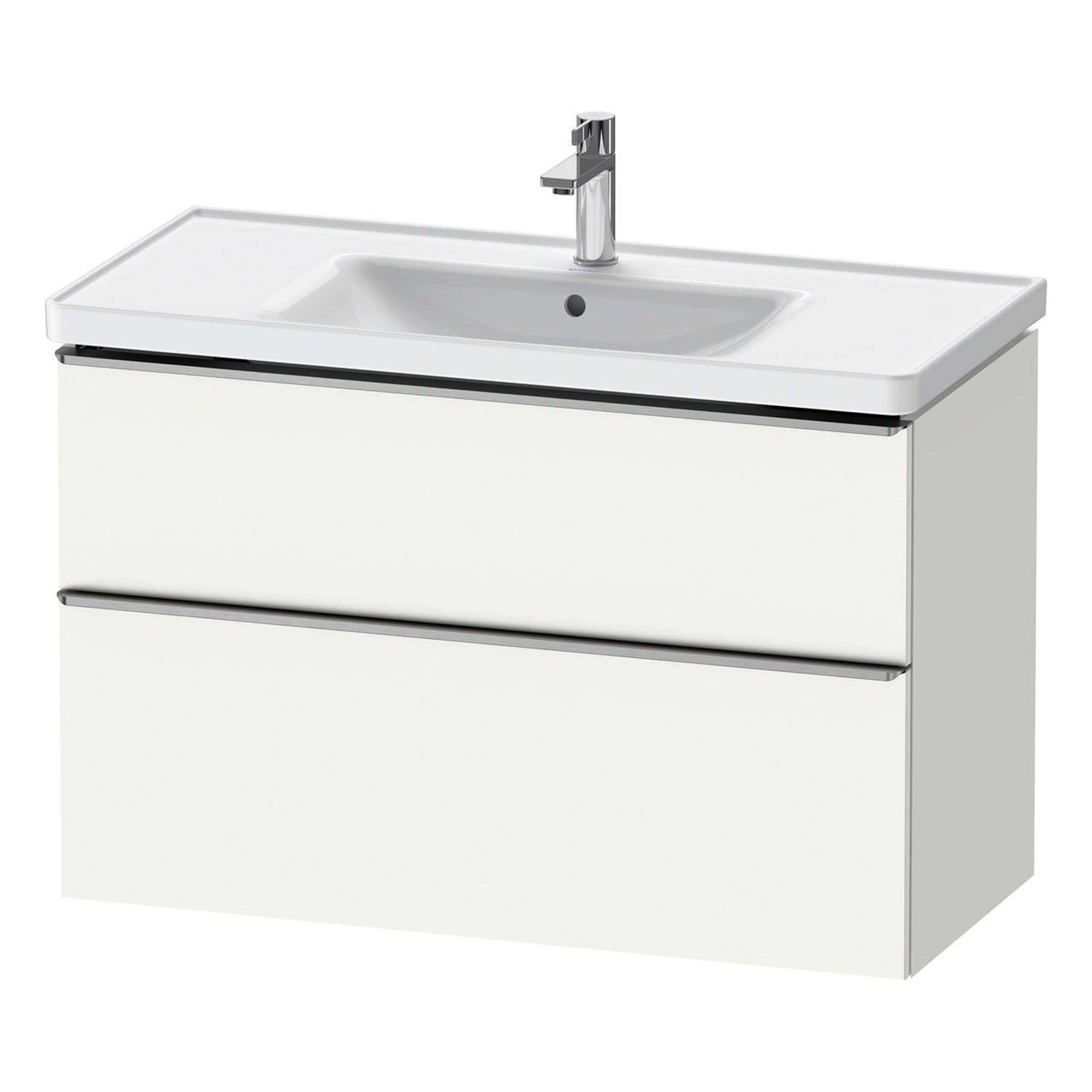 duravit d-neo 1000mm wall mounted vanity unit with d-neo basin matt white stainless steel handles