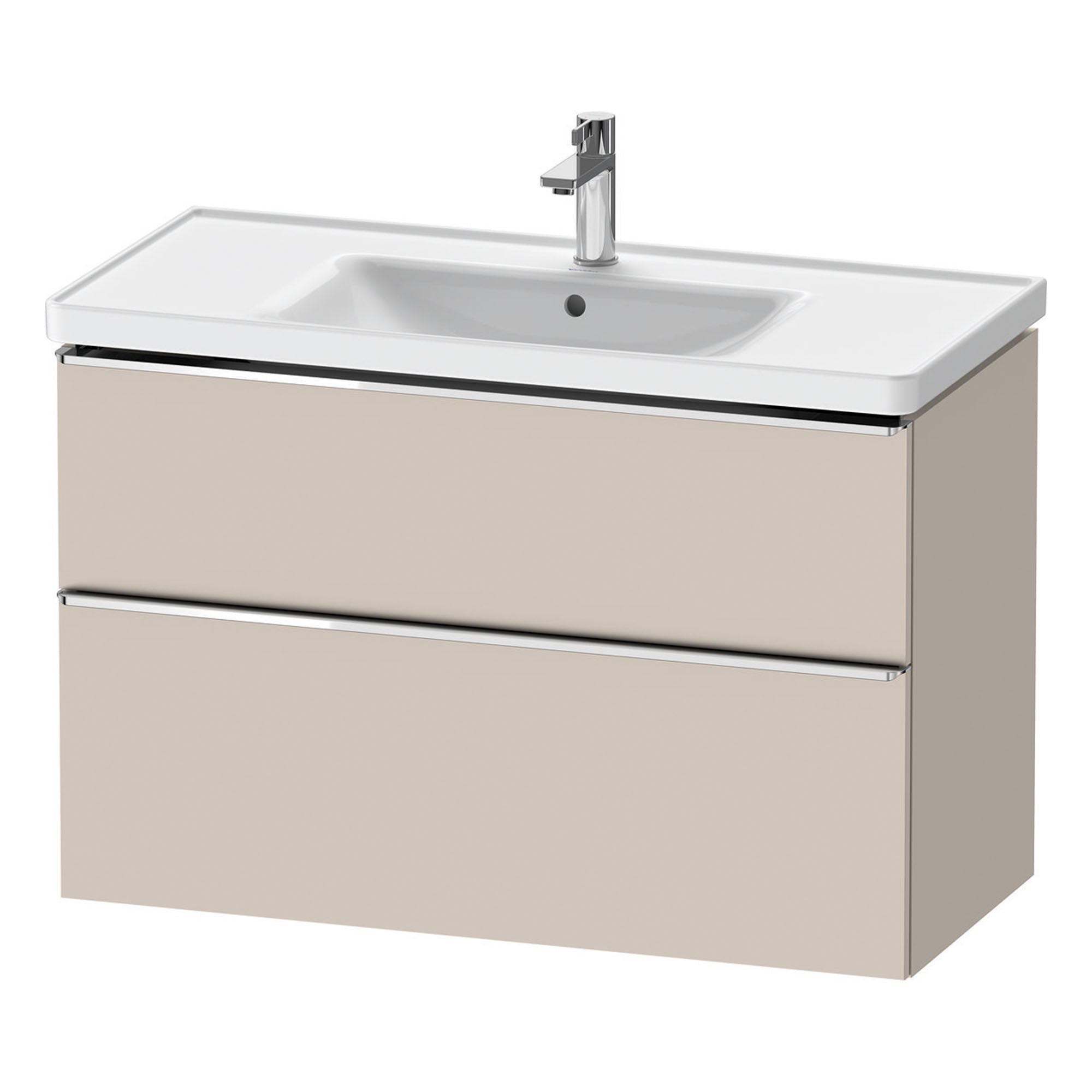 duravit d-neo 1000mm wall mounted vanity unit with d-neo basin taupe chrome handles