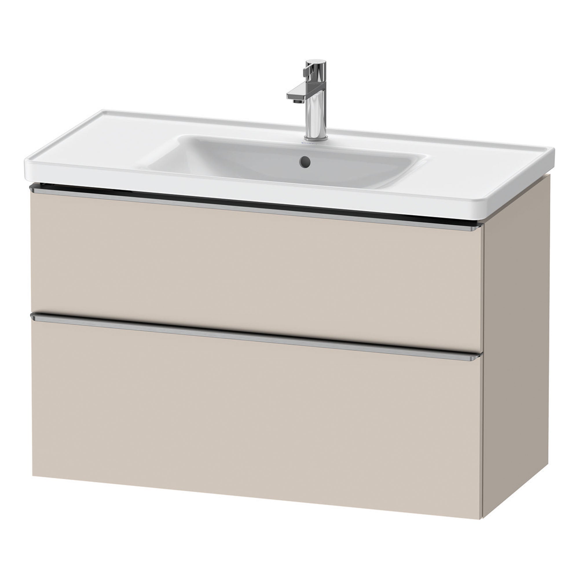 duravit d-neo 1000mm wall mounted vanity unit with d-neo basin taupe stainless steel handles