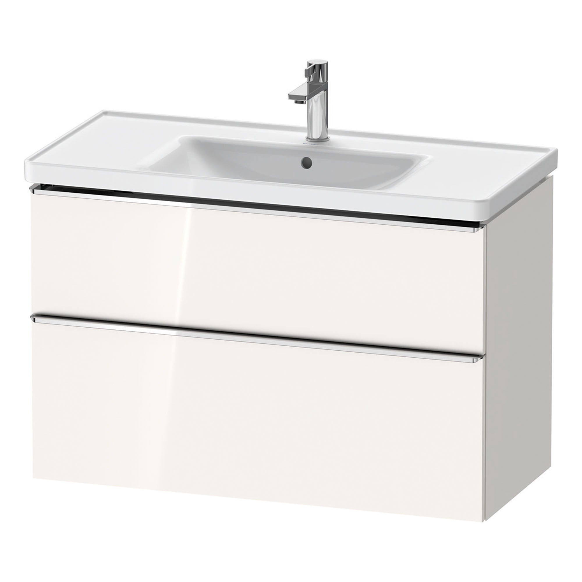 duravit d-neo 1000mm wall mounted vanity unit with d-neo basin gloss white chrome handles