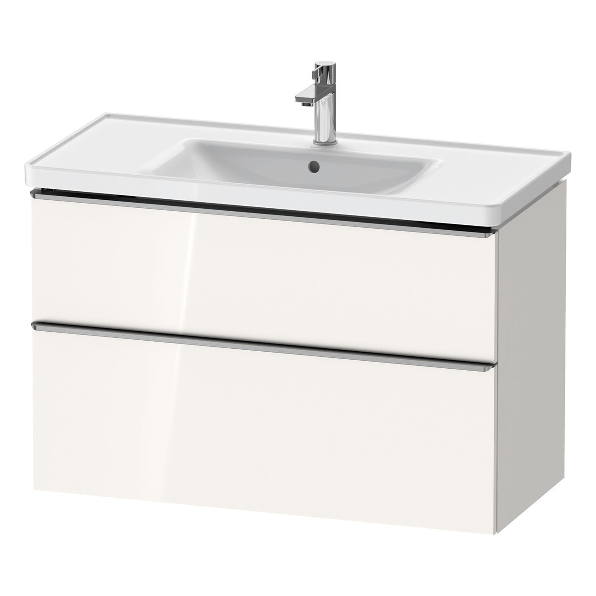 duravit d-neo 1000mm wall mounted vanity unit with d-neo basin gloss white stainless steel handles