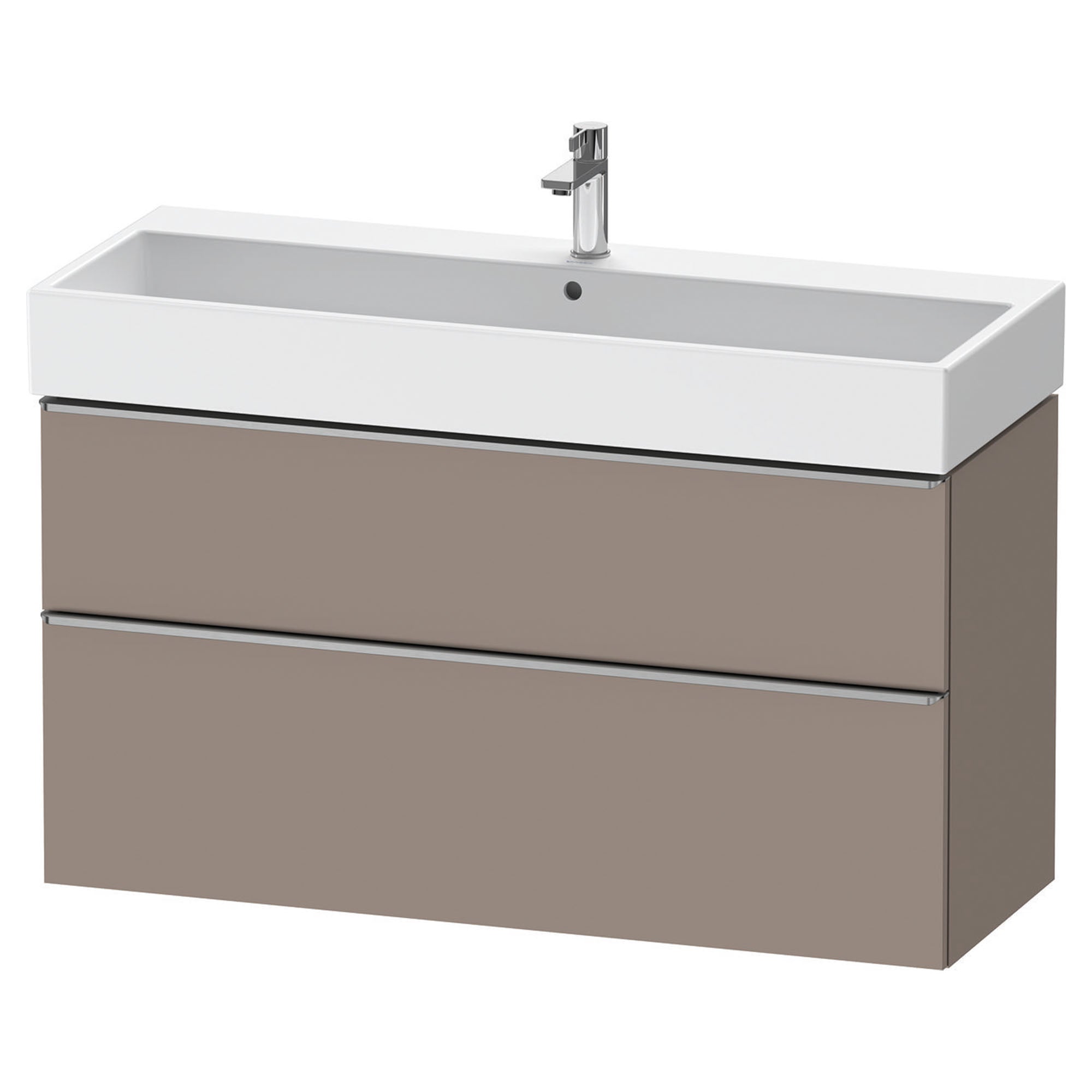 duravit d-neo 1200 wall mounted vanity unit with vero basin basalt stainless steel handles