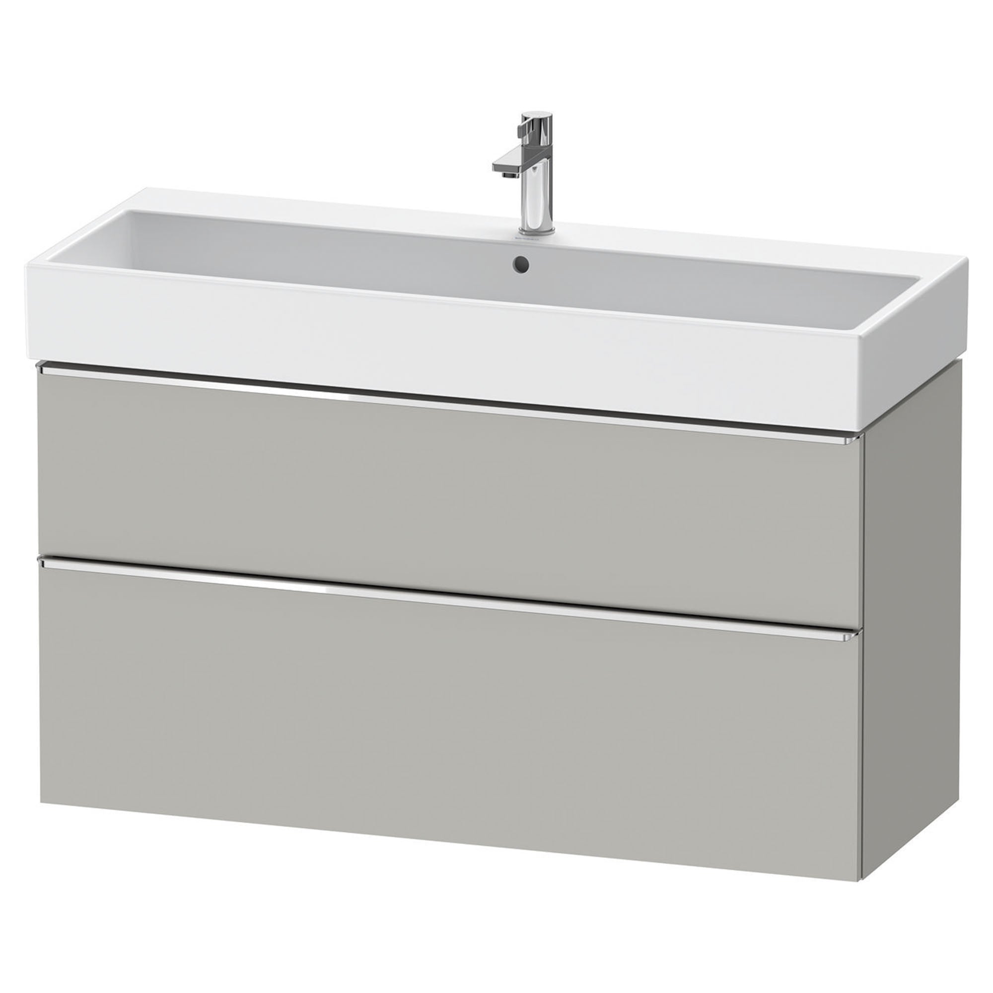 duravit d-neo 1200 wall mounted vanity-unit with vero basin concrete grey chrome handles