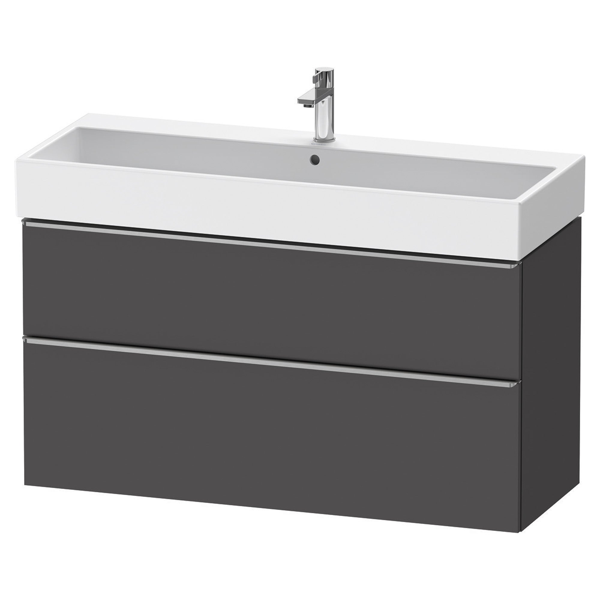 duravit d-neo 1200 wall mounted vanity unit with vero basin graphite matt stainless steel handles