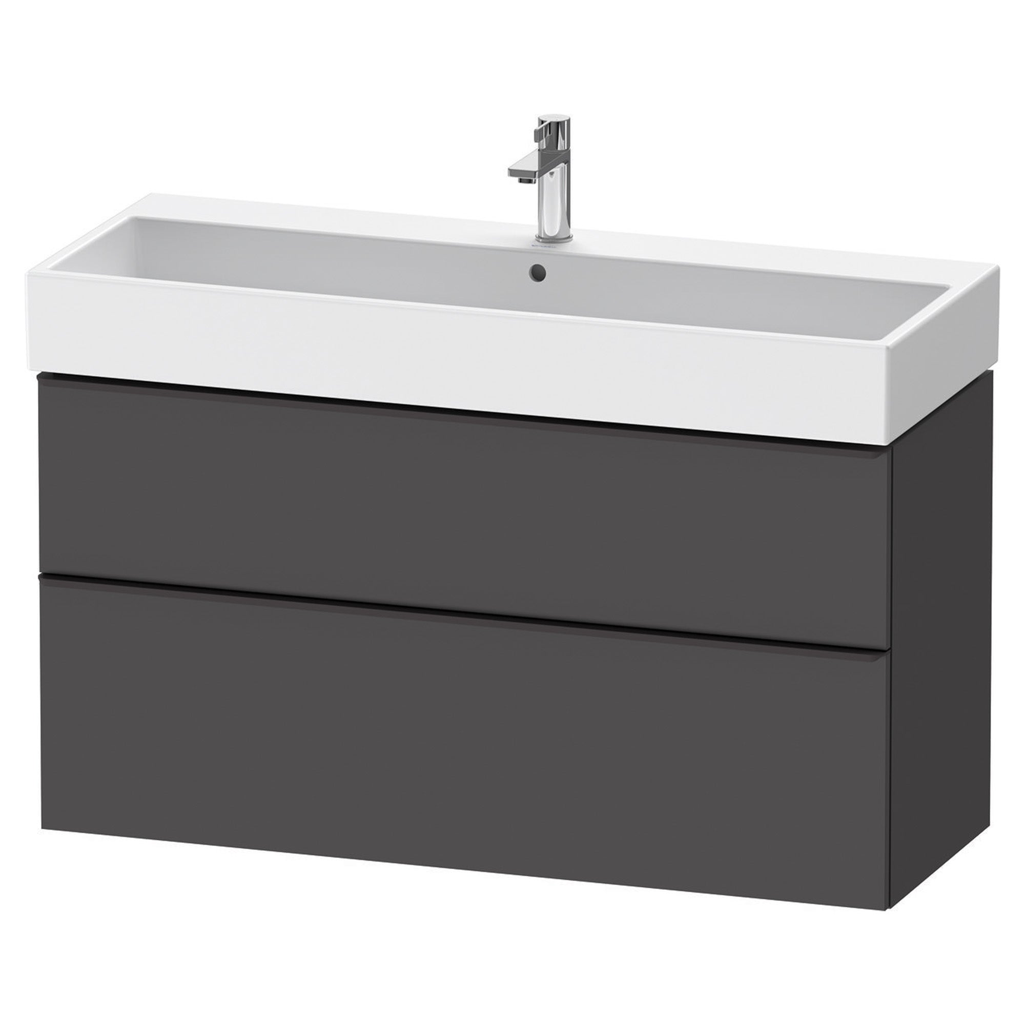 duravit d-neo 1200 wall mounted vanity unit with vero basin graphite matt diamond black handles