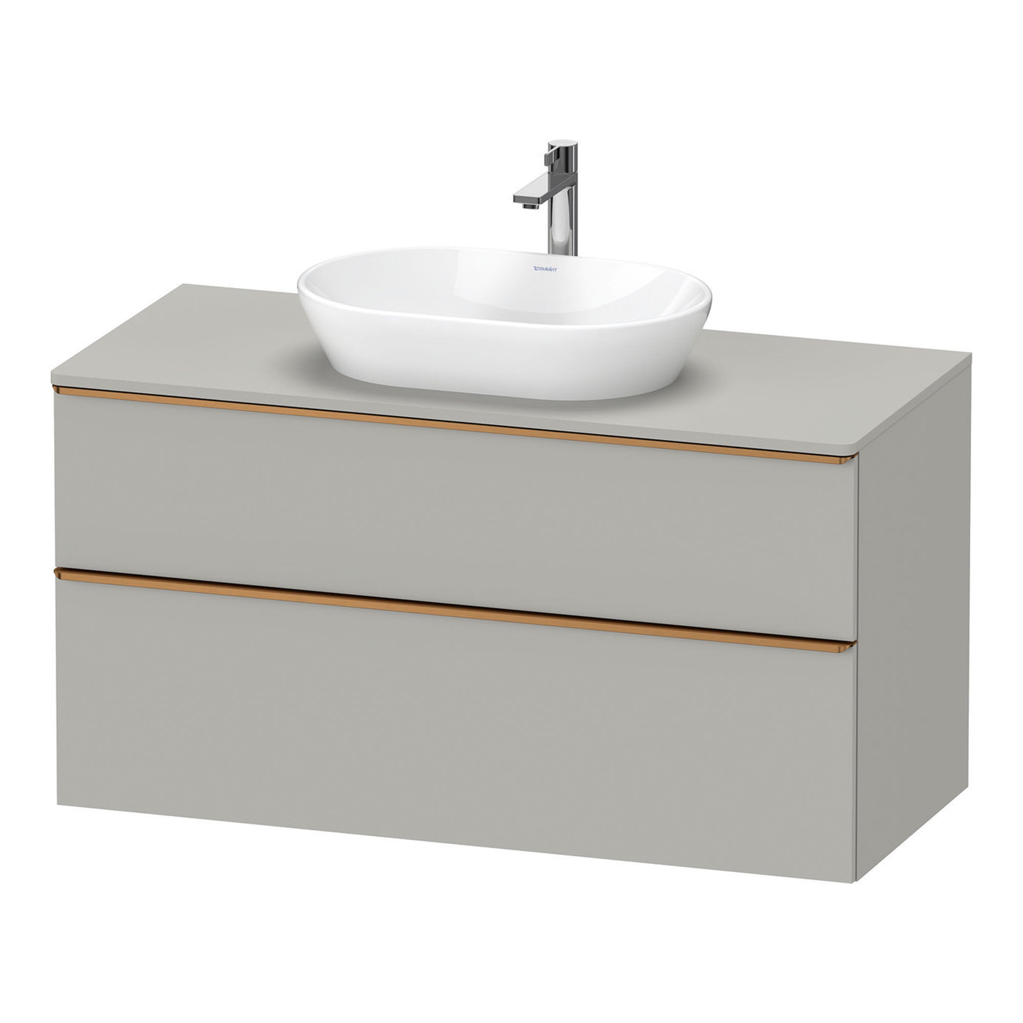 duravit d-neo 1000 wall mounted vanity unit with worktop concrete grey brushed bronze handles