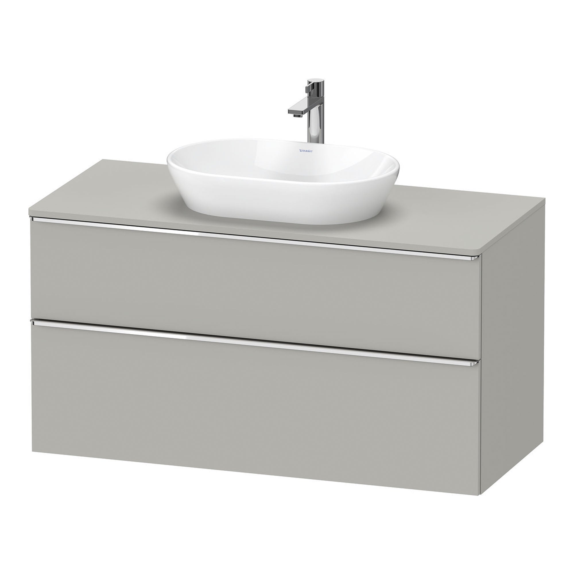 duravit d-neo 1200 wall mounted vanity unit with worktop concrete grey chrome handles