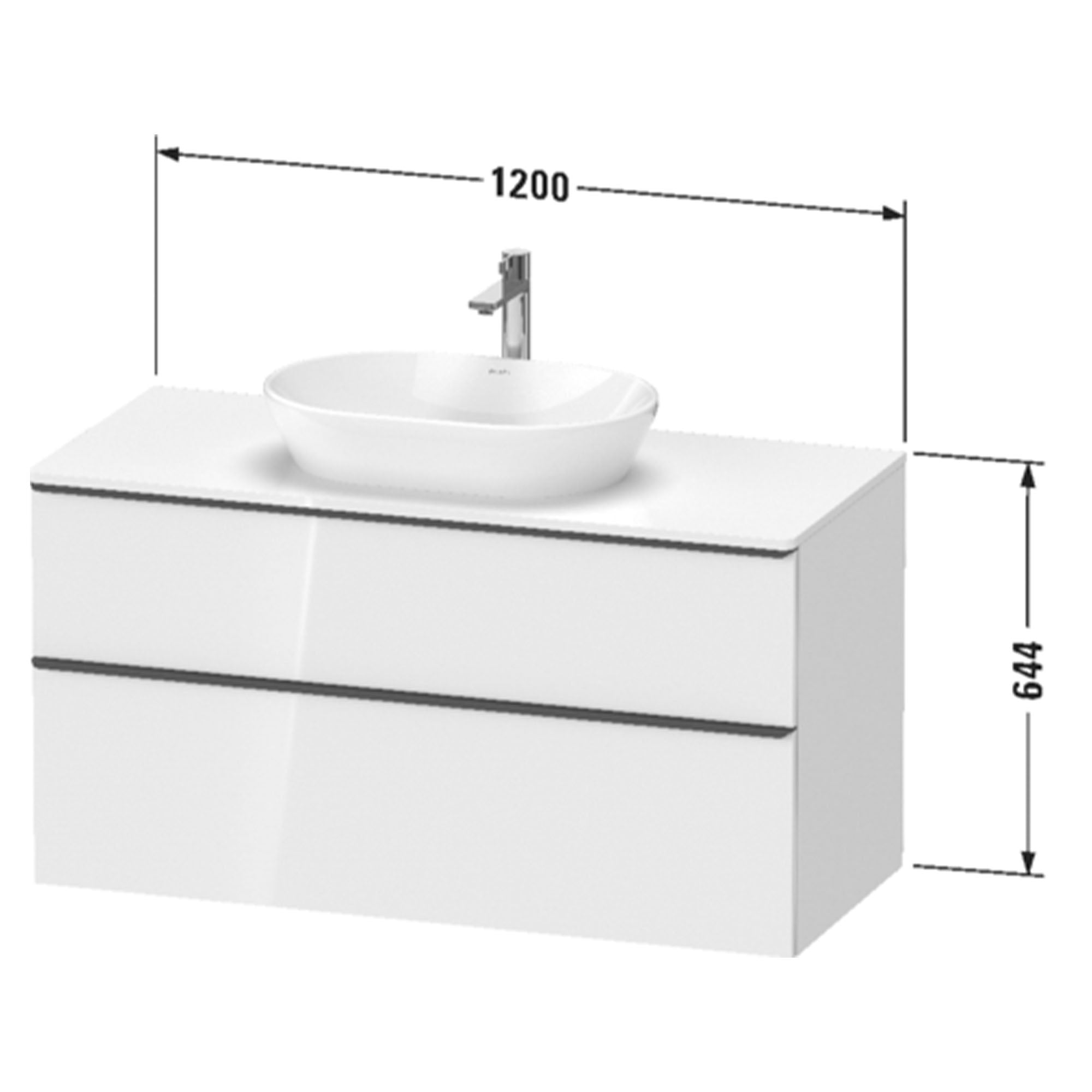duravit d-neo 1200 wall mounted vanity unit with worktop