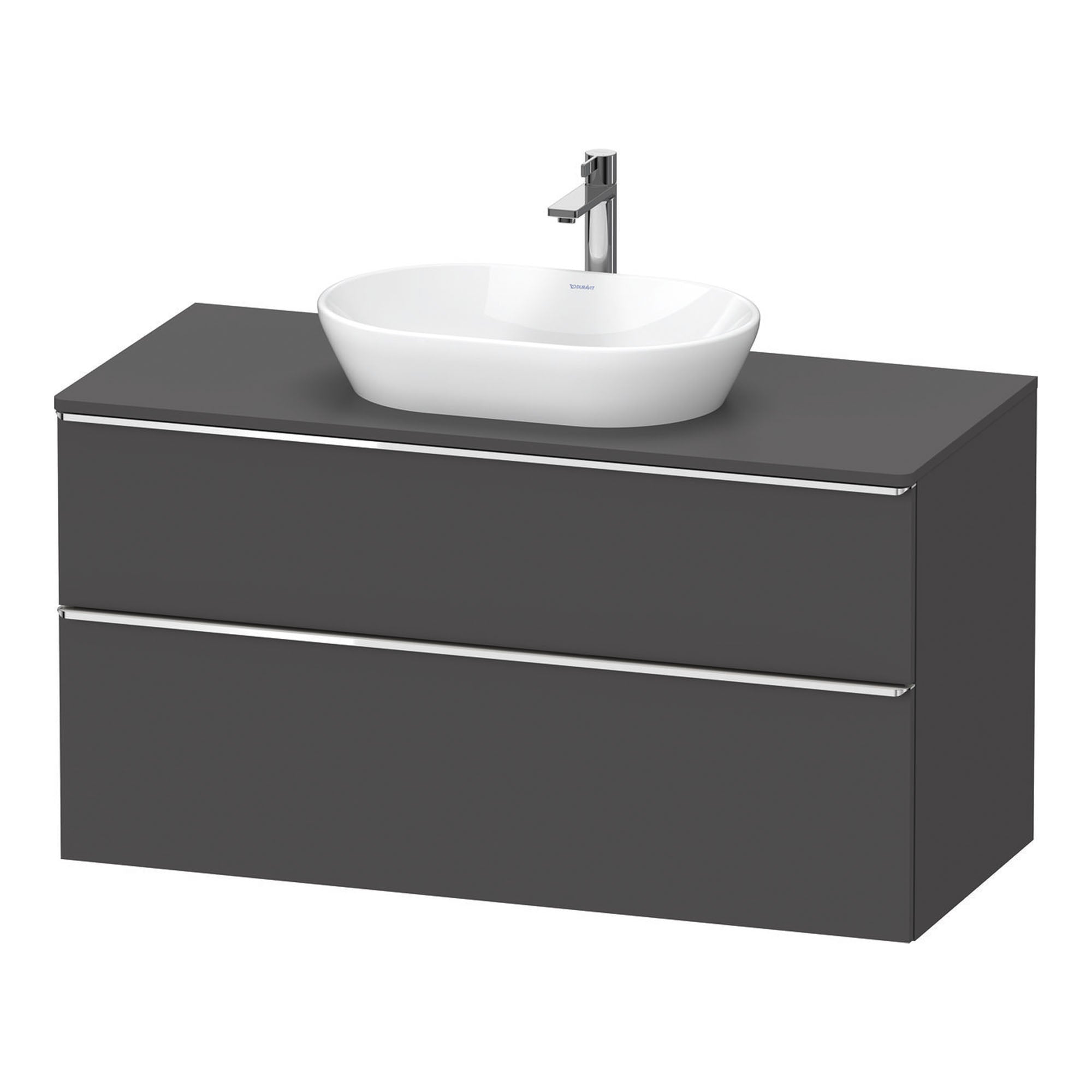 duravit d-neo 1200 wall mounted vanity unit with worktop graphite matt chrome handles