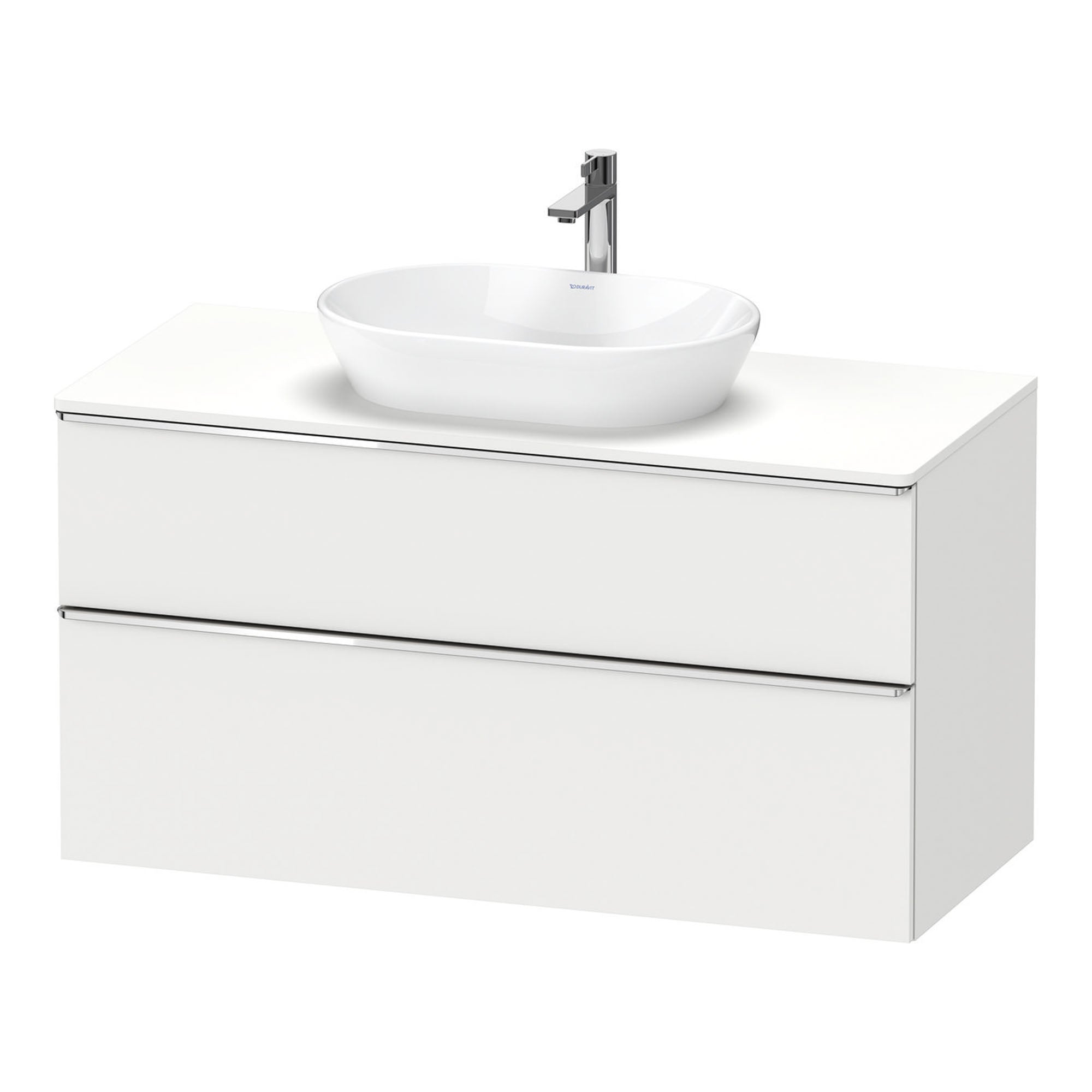 duravit d-neo 1200 wall mounted vanity unit with worktop matt white chrome handles