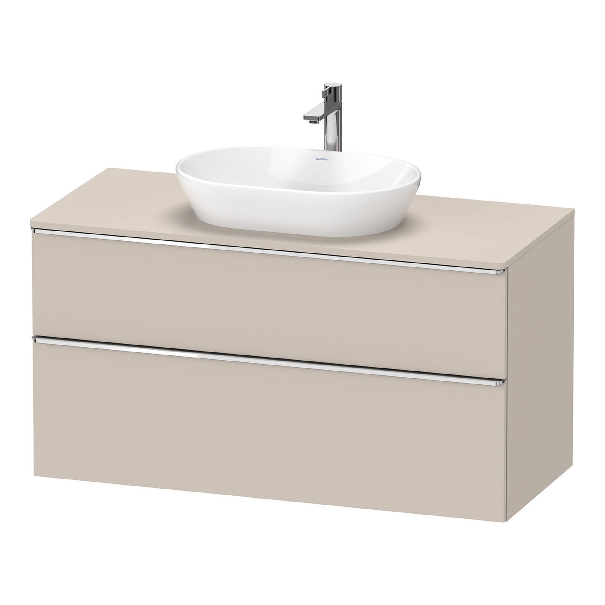 duravit d-neo 1200 wall mounted vanity unit with worktop taupe chrome handles