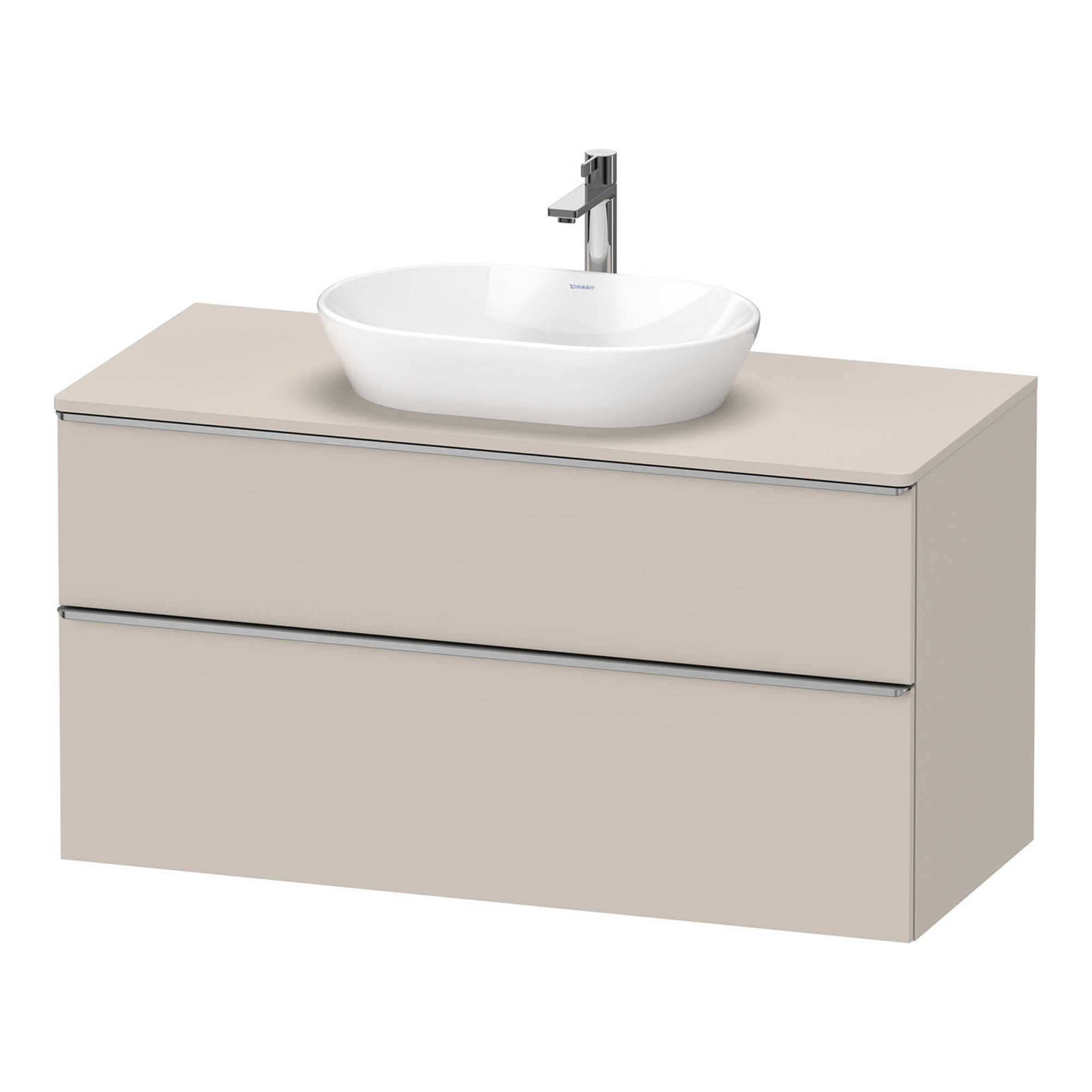 duravit d-neo 1200 wall mounted vanity unit with worktop taupe stainless steel handles