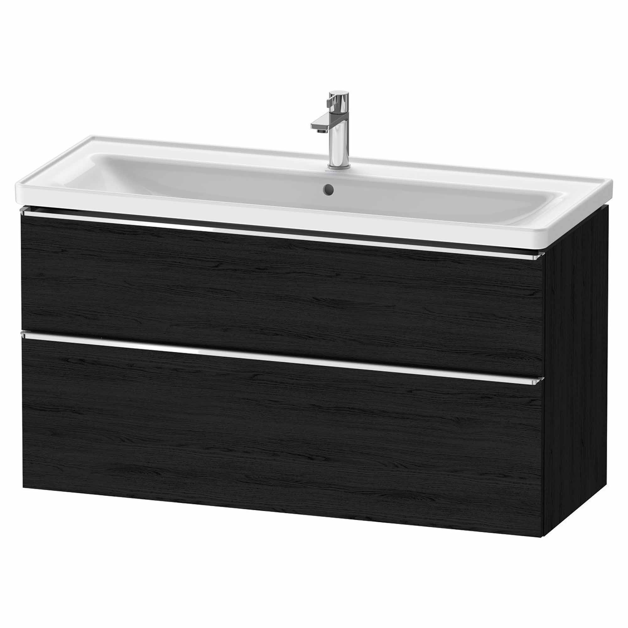 duravit d-neo 1200mm wall mounted vanity unit with d-neo basin black oak chrome handles