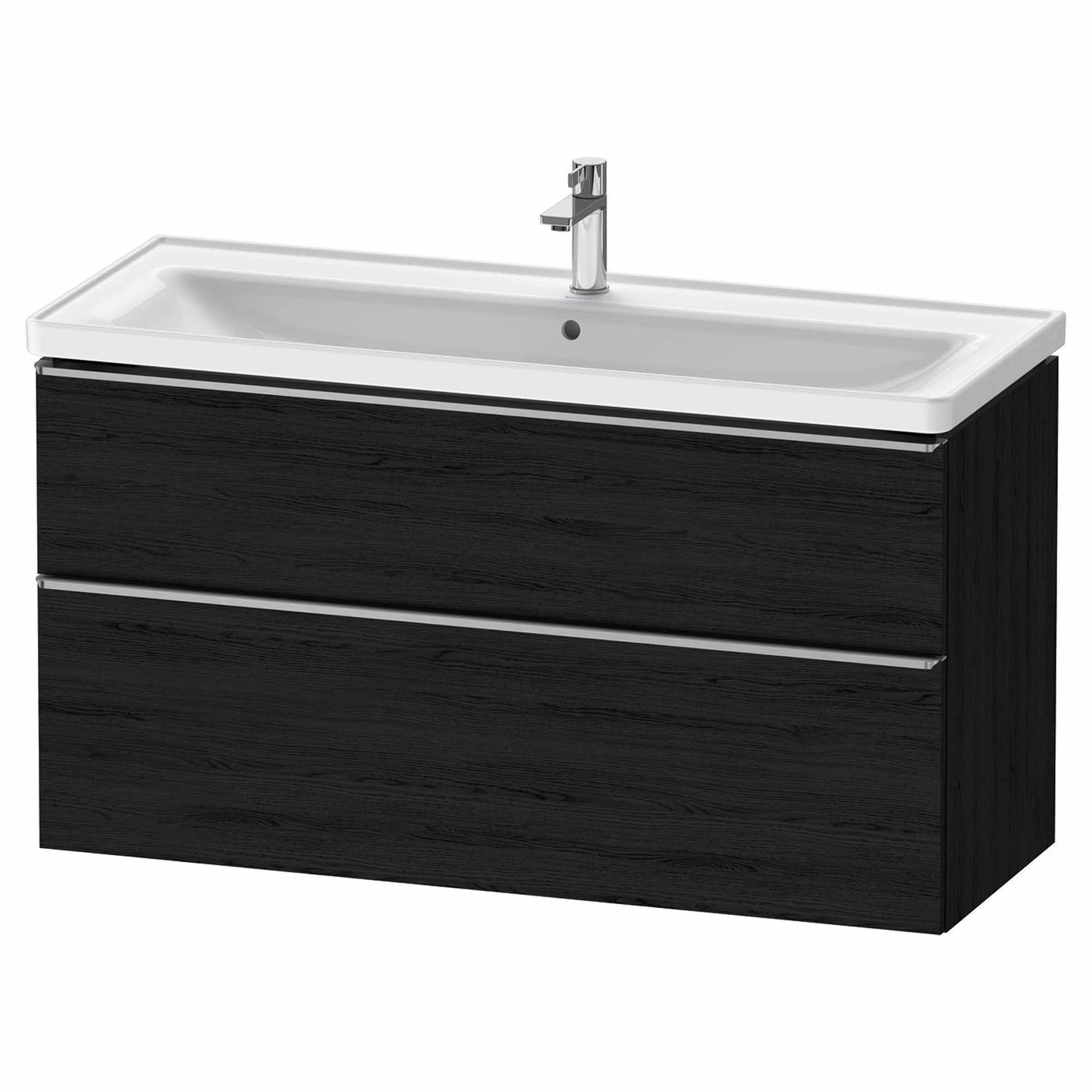 duravit d-neo 1200mm wall mounted vanity unit with d-neo basin black oak stainless steel handles