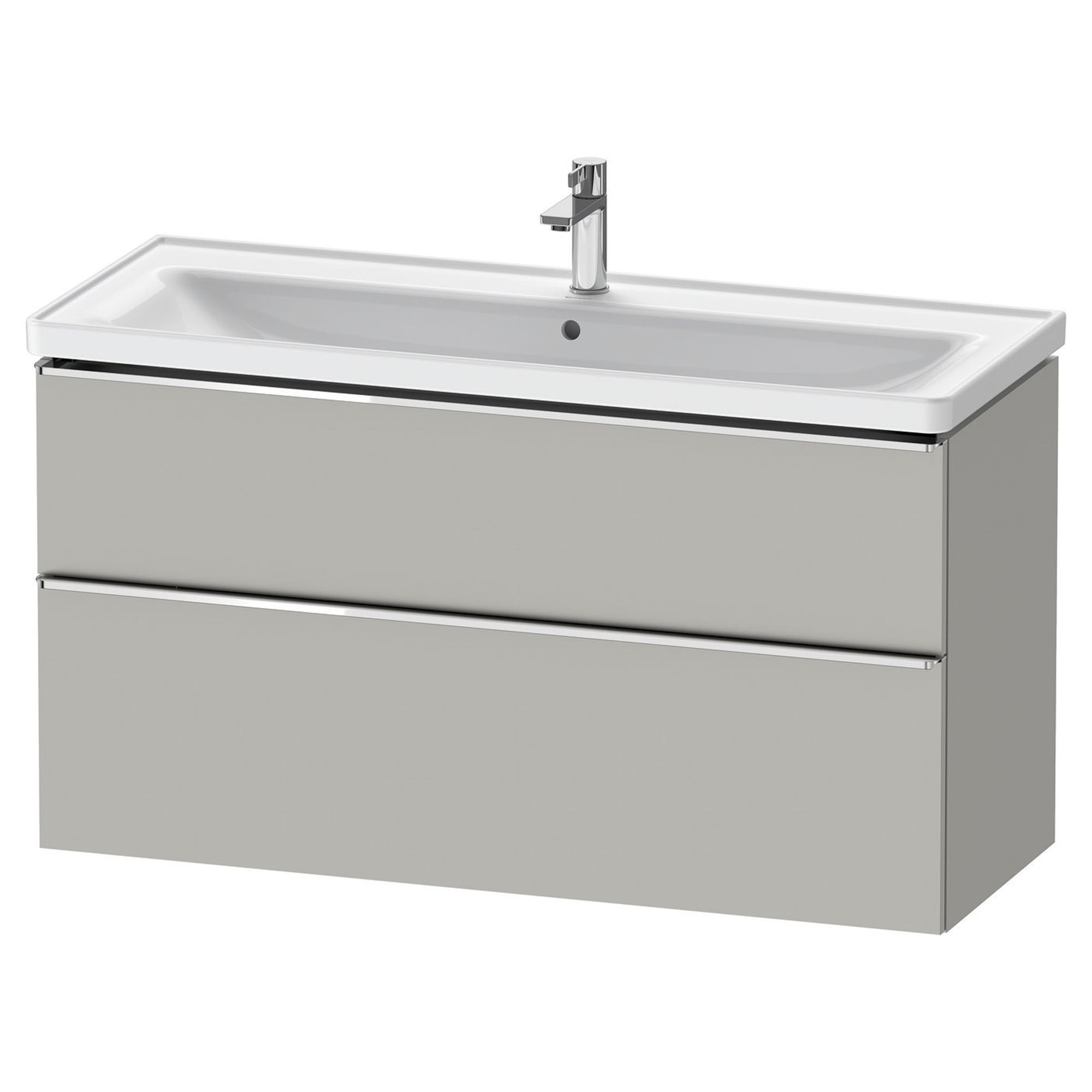 duravit d-neo 1200mm wall mounted vanity unit with d-neo basin concrete grey chrome handles