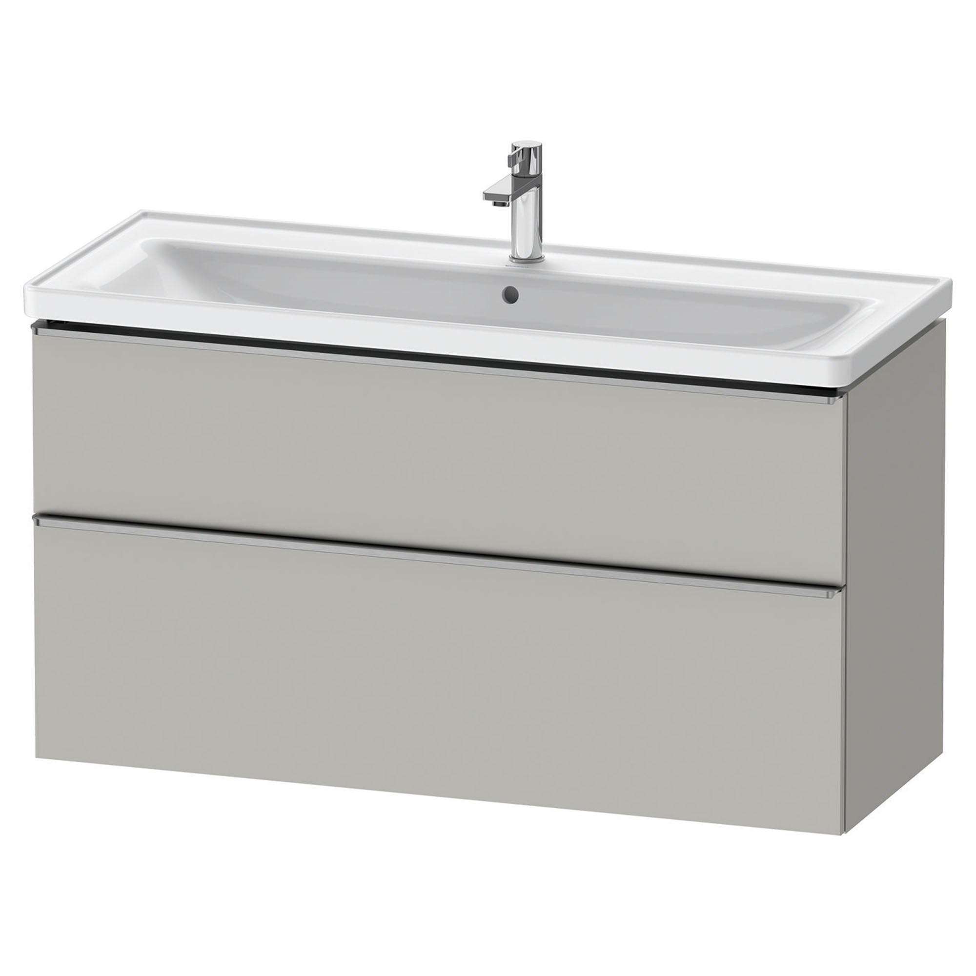 duravit d-neo 1200mm wall mounted vanity unit with d-neo basin concrete grey stainless steel handles