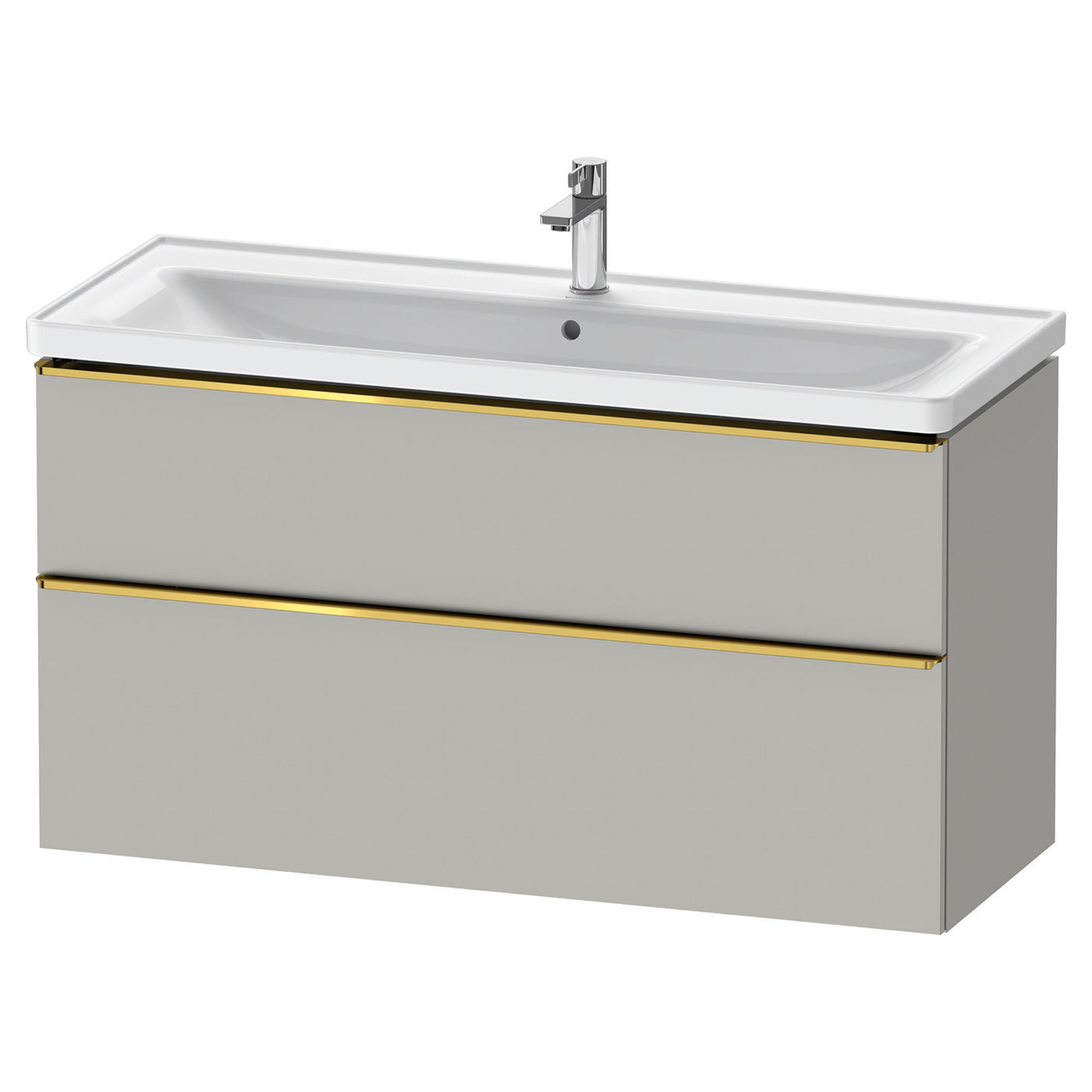 duravit d-neo 1200mm wall mounted vanity unit with d-neo basin concrete grey gold handles