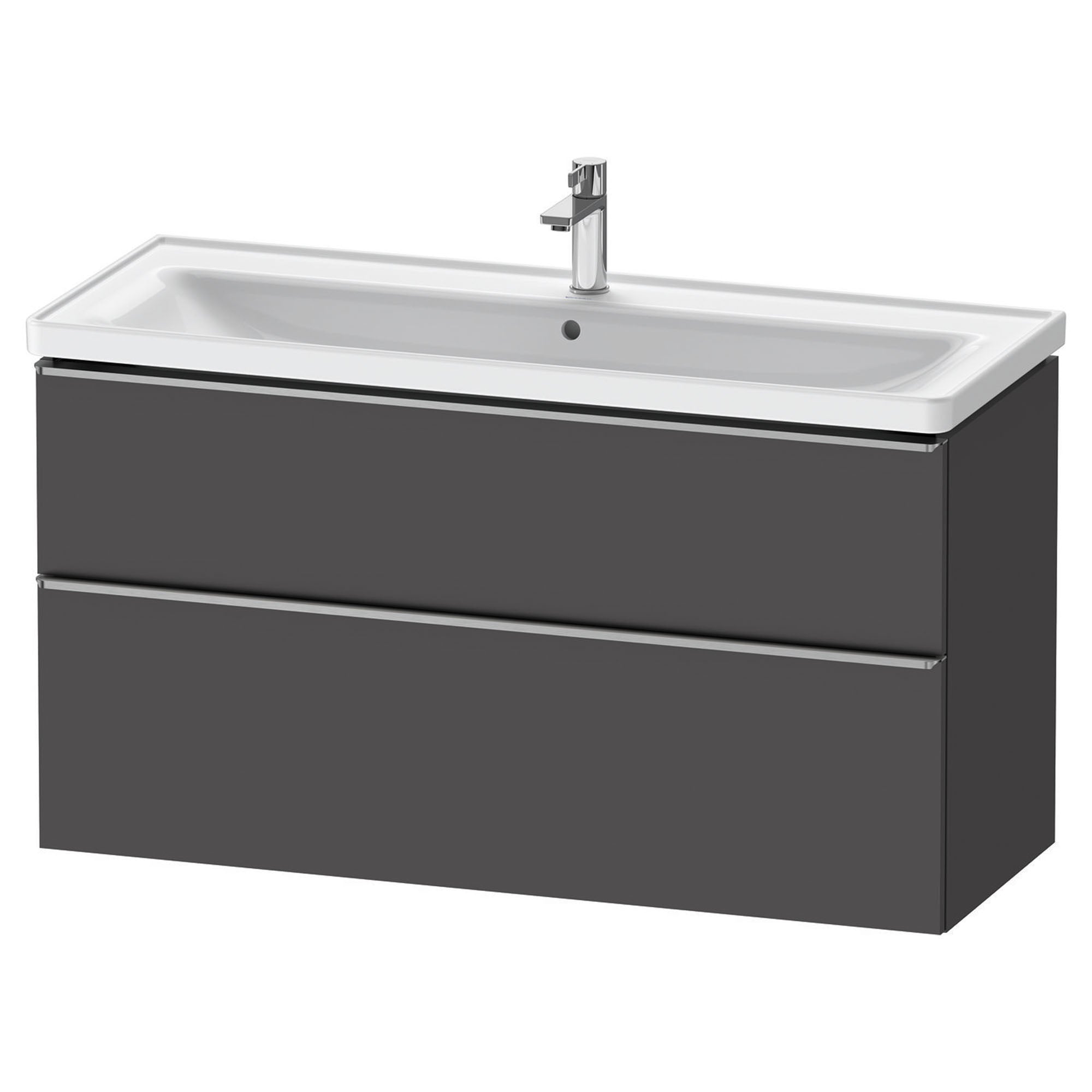 duravit d-neo 1200mm wall mounted vanity unit with d-neo basin matt graphite stainless steel handles