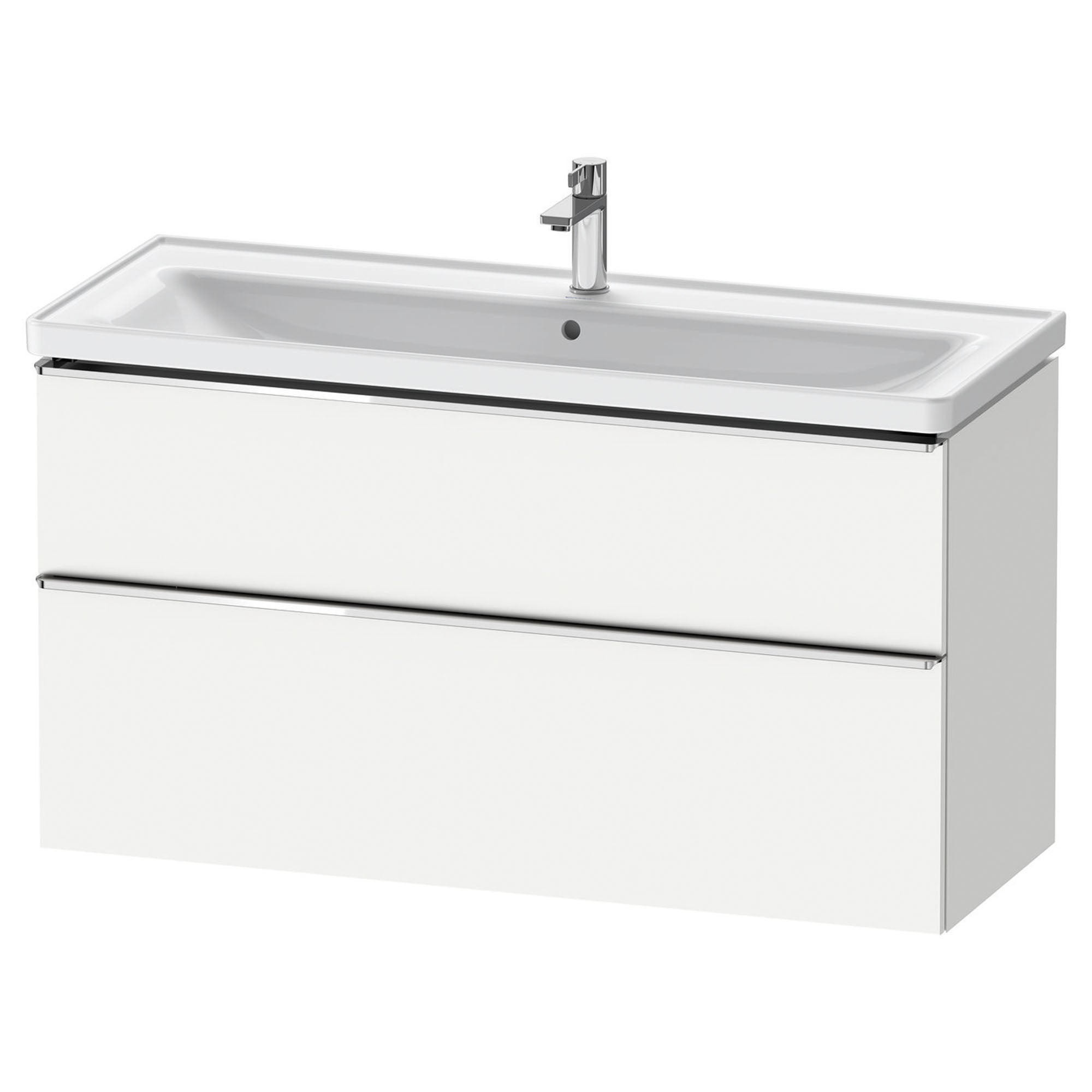 duravit d-neo 1200mm wall mounted vanity unit with d-neo basin matt white chrome handles