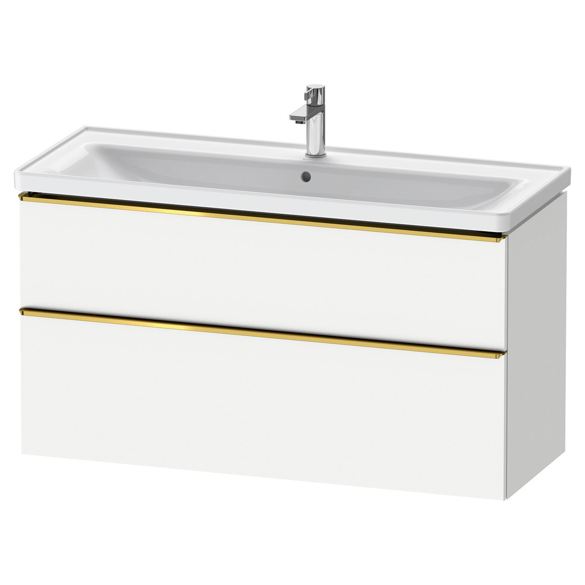 duravit d-neo 1200mm wall mounted vanity unit with d-neo basin matt white gold handles