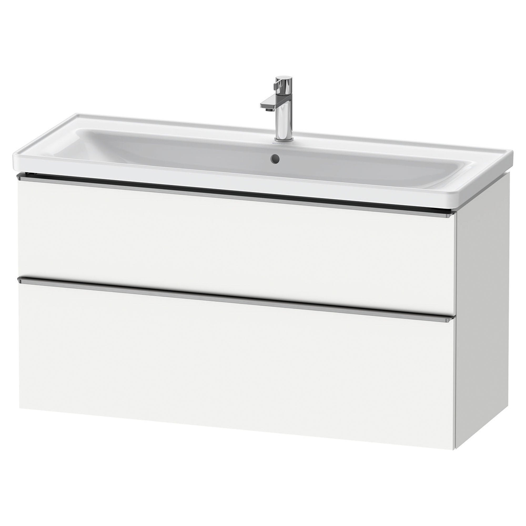 duravit d-neo 1200mm wall mounted vanity unit with d-neo basin matt white stainless steel handles