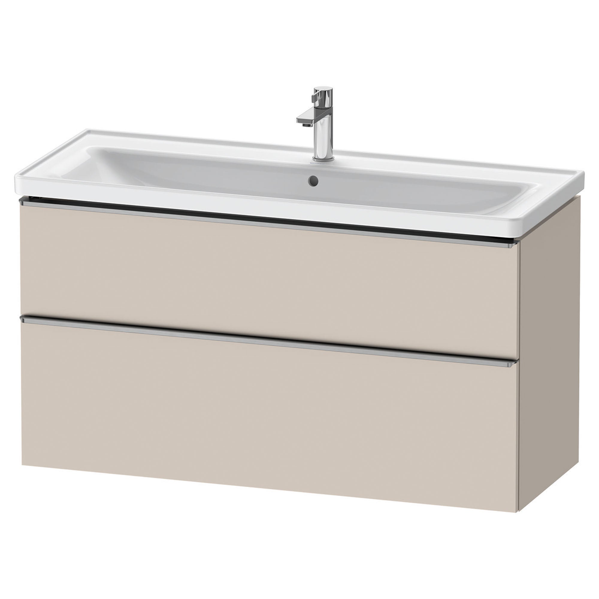 duravit d-neo 1200mm wall mounted vanity unit with d-neo basin taupe stainless steel handles