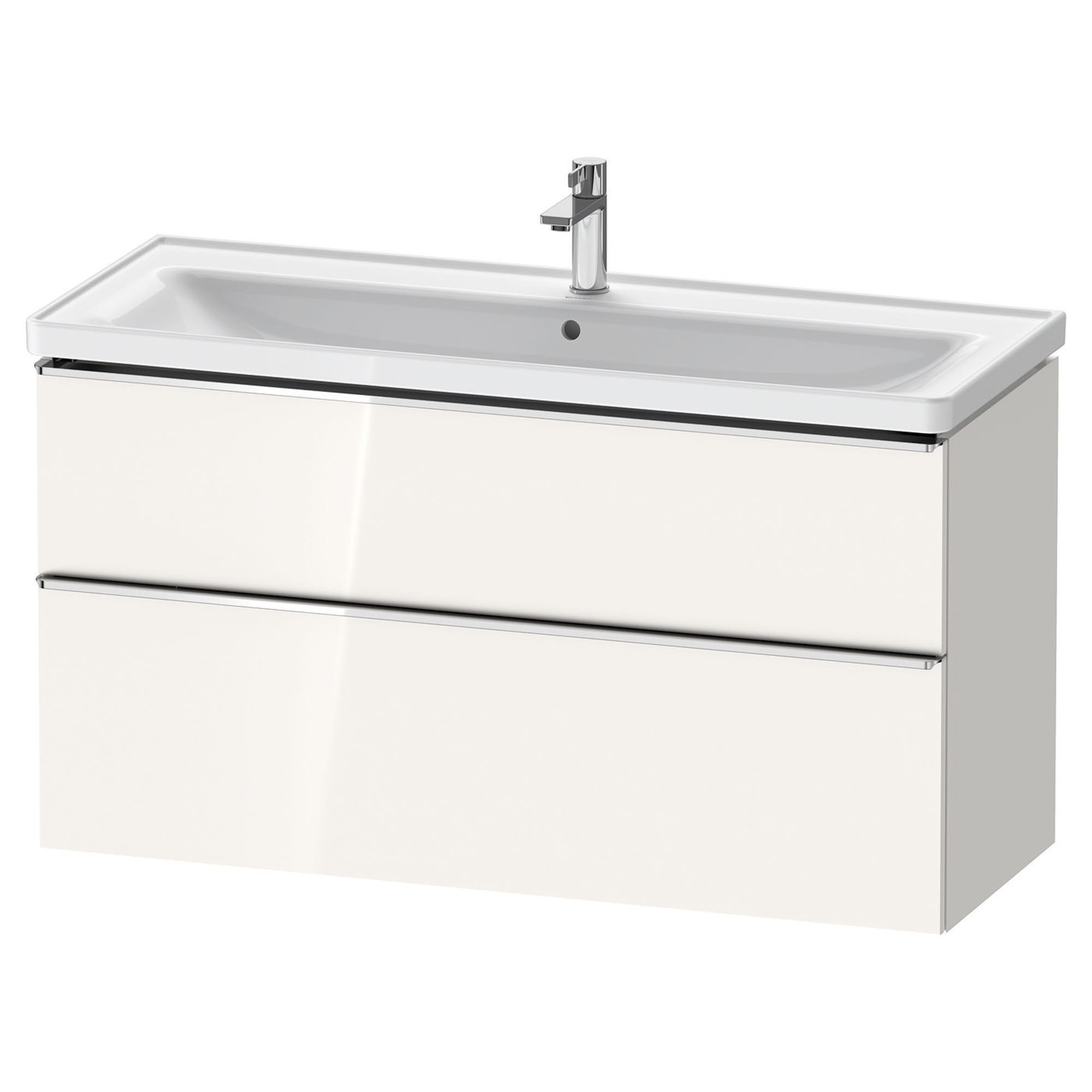 duravit d-neo 1200mm wall mounted vanity unit with d-neo basin gloss white chrome handles