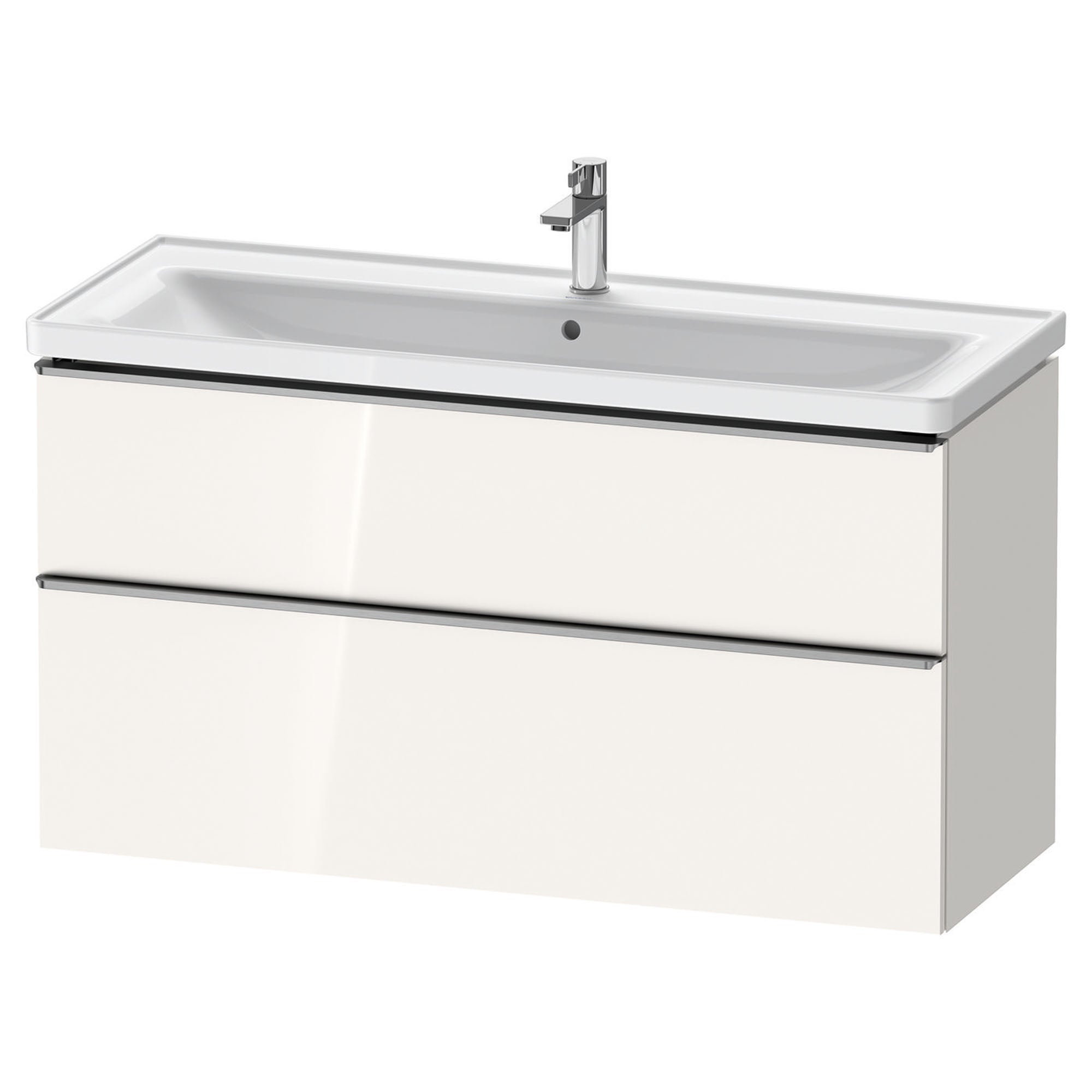 duravit d-neo 1200mm wall mounted vanity unit with d-neo basin gloss white stainless steel handles