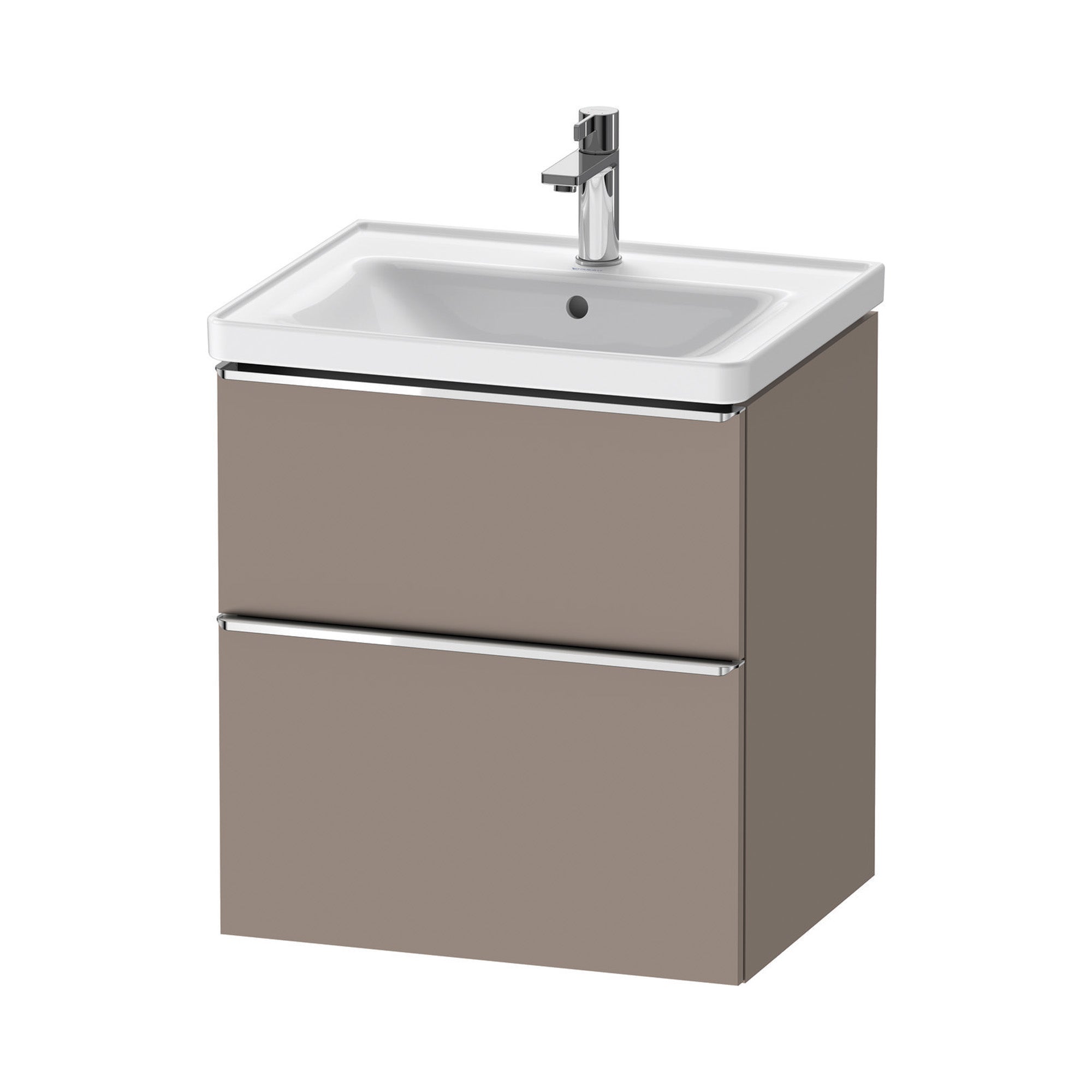 duravit d-neo 600 wall mounted vanity unit with d-neo basin basalt chrome handles