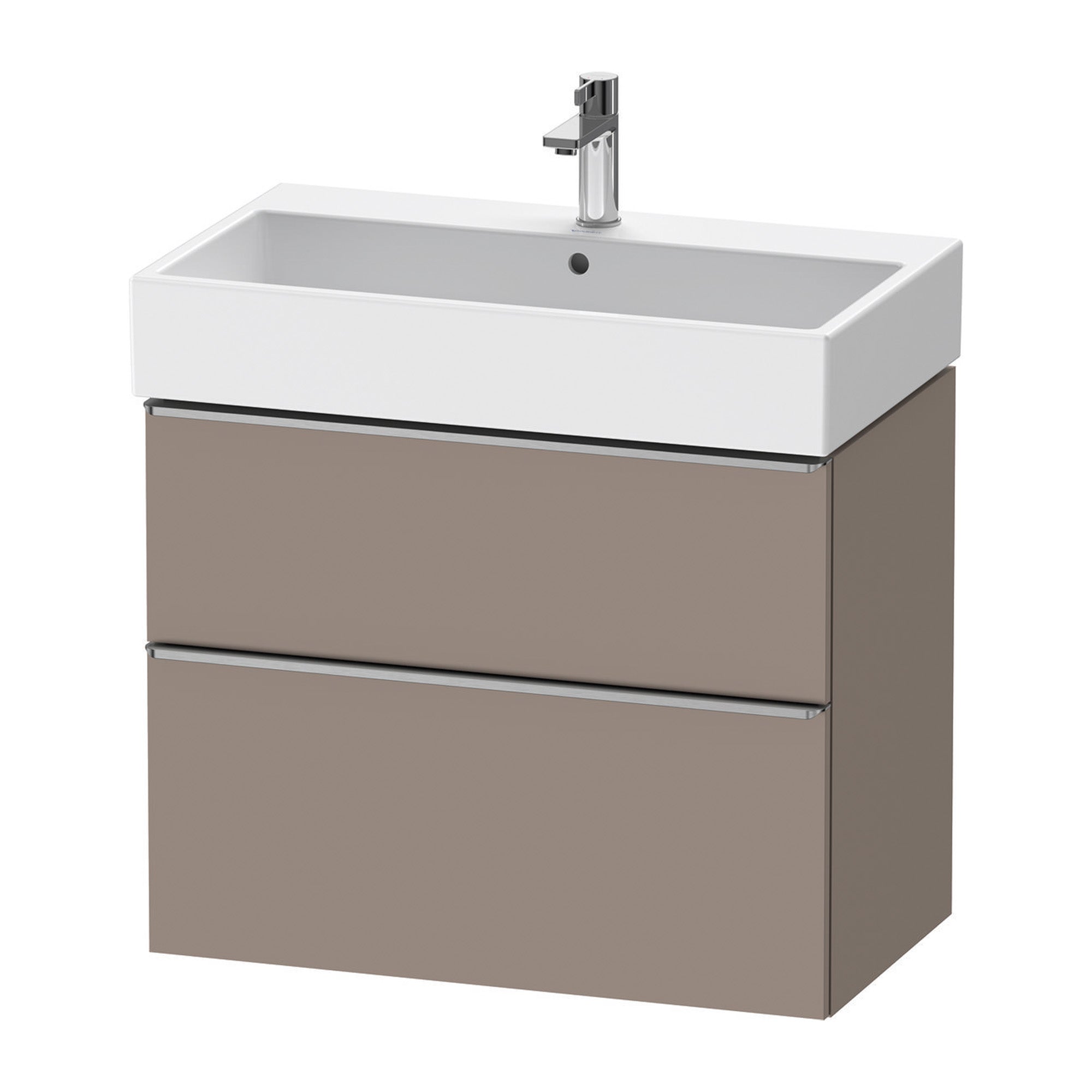 duravit d-neo 800 wall mounted vanity unit with vero basin basalt stainless steel handles
