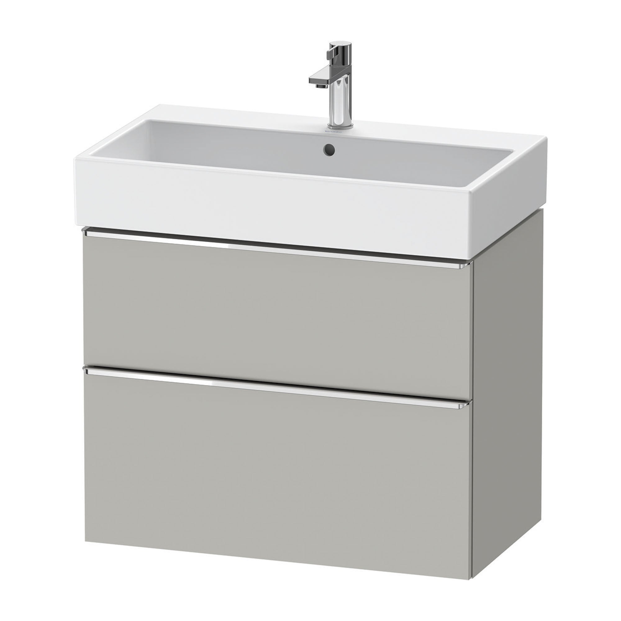duravit d-neo 800 wall mounted vanity-unit with vero basin concrete grey chrome handles