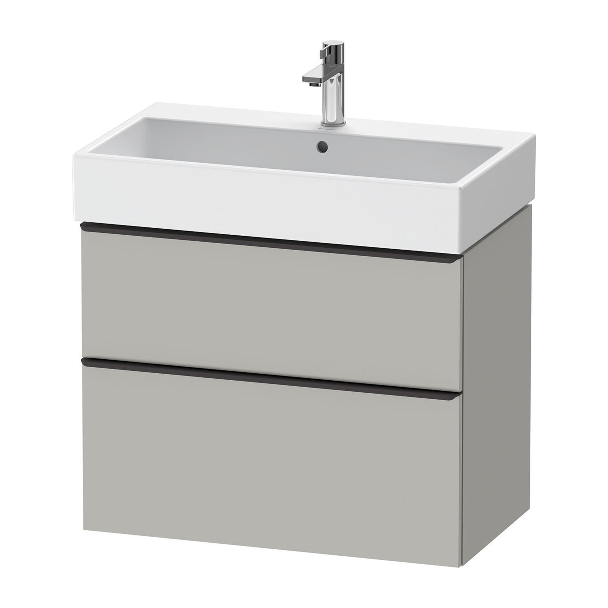 duravit d-neo 800 wall mounted vanity-unit with vero basin concrete grey diamond black handles