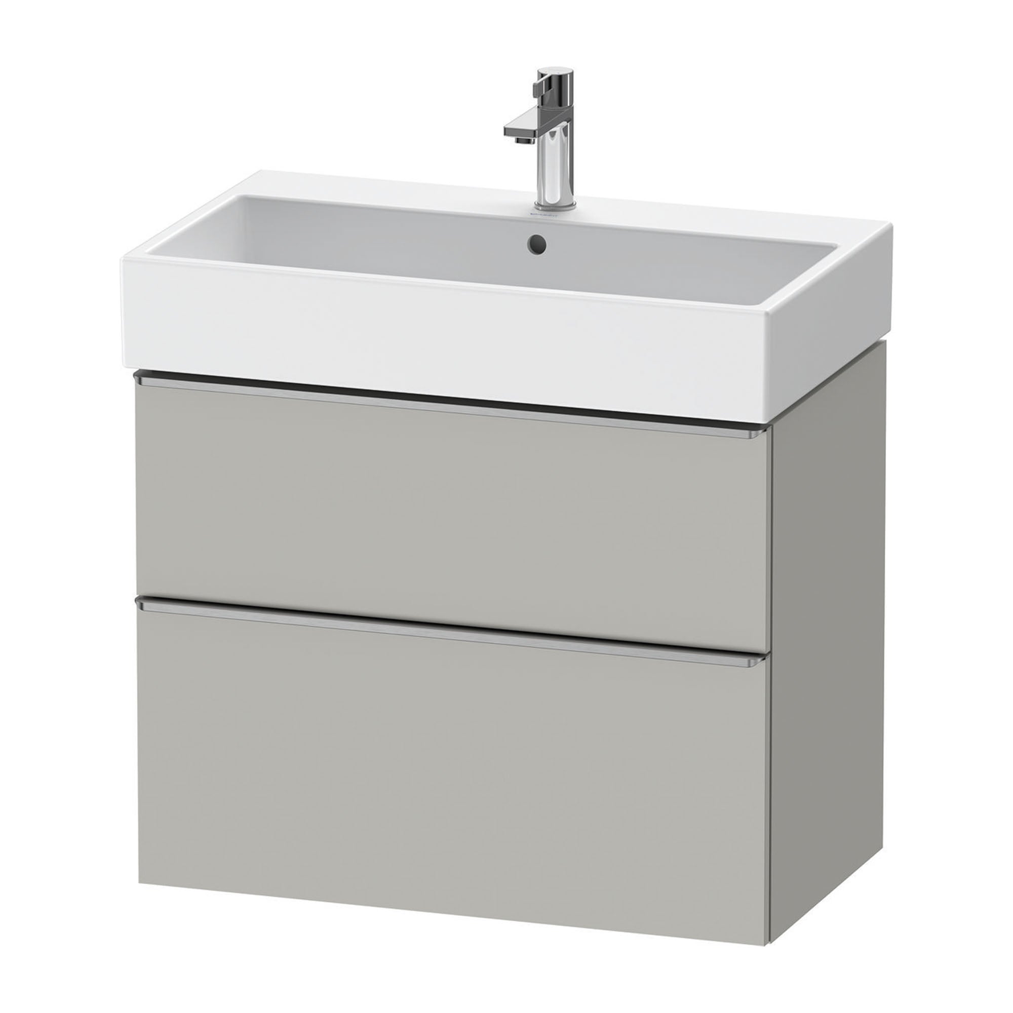 duravit d-neo 800 wall mounted vanity-unit with vero basin concrete grey stainless steel handles