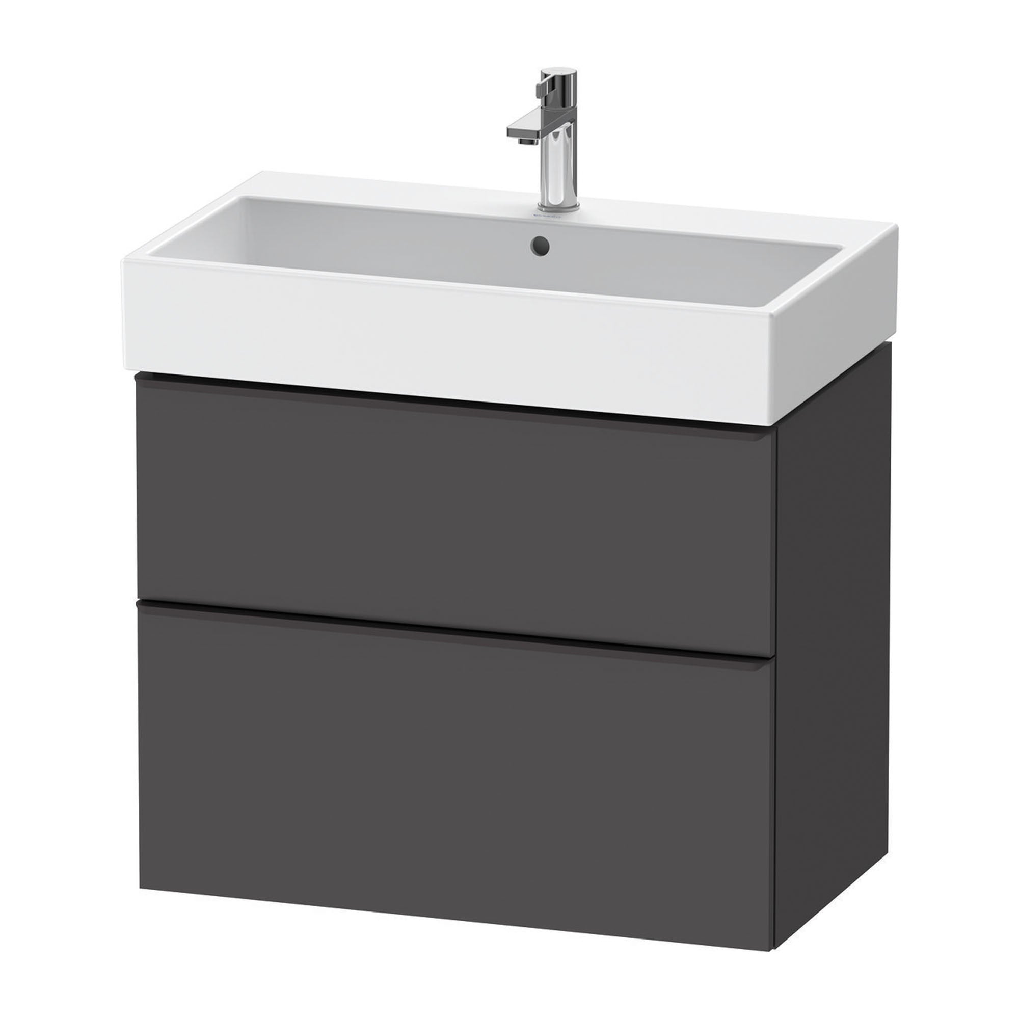duravit d-neo 800 wall mounted vanity unit with vero basin graphite matt diamond black handles