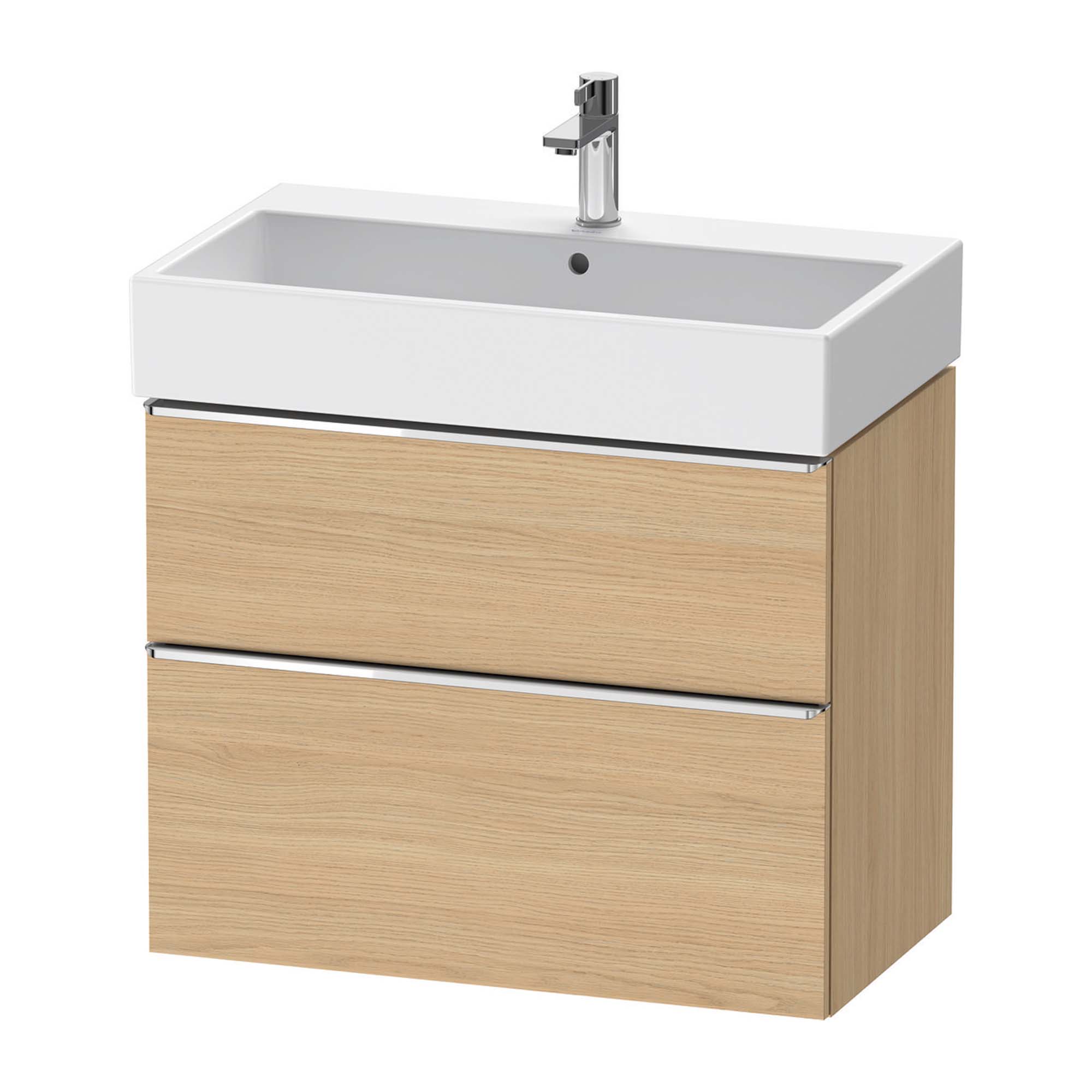 duravit d-neo 800 wall mounted vanity unit with vero basin natural oak chrome handles