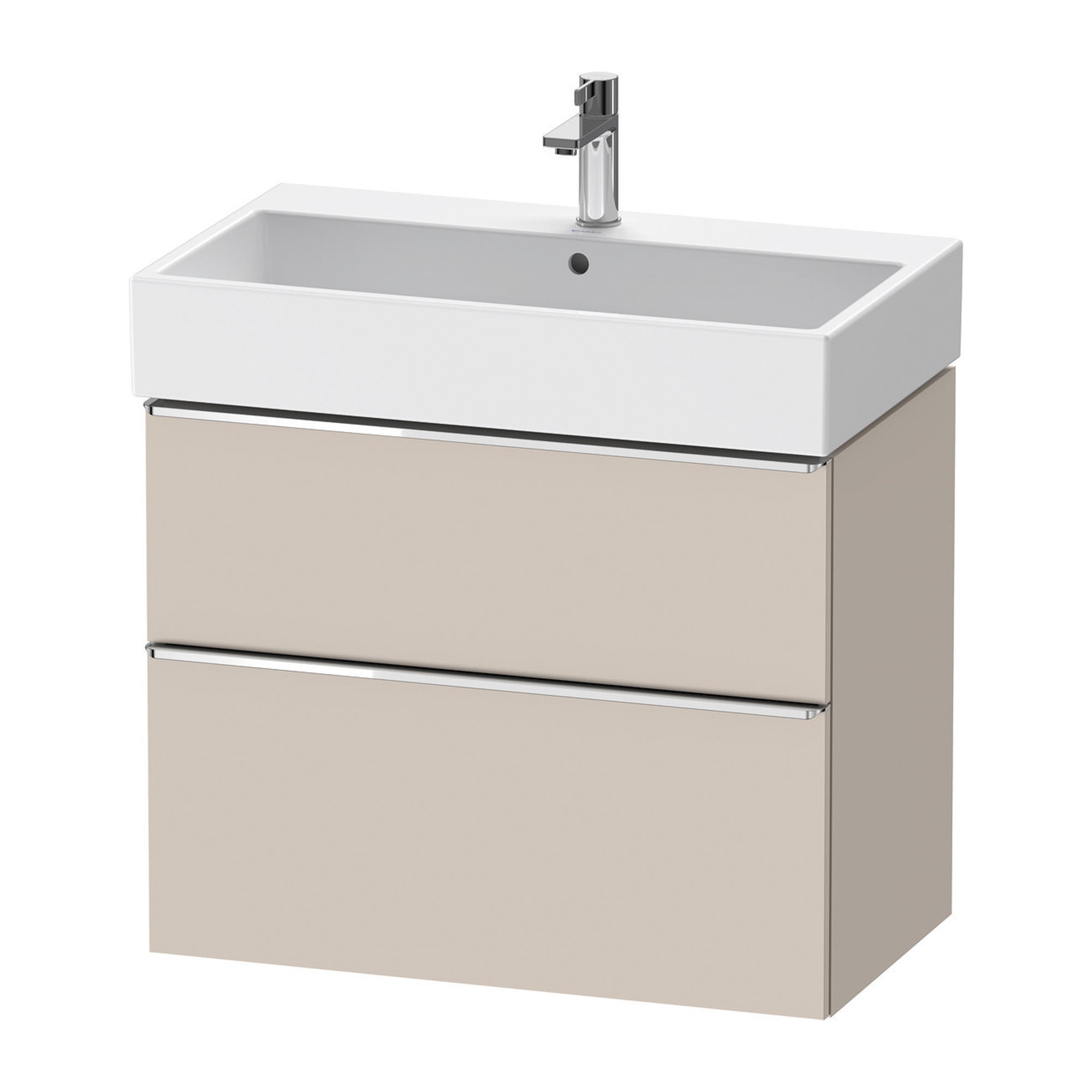 duravit d-neo 800 wall mounted vanity unit with vero basin taupe chrome handles
