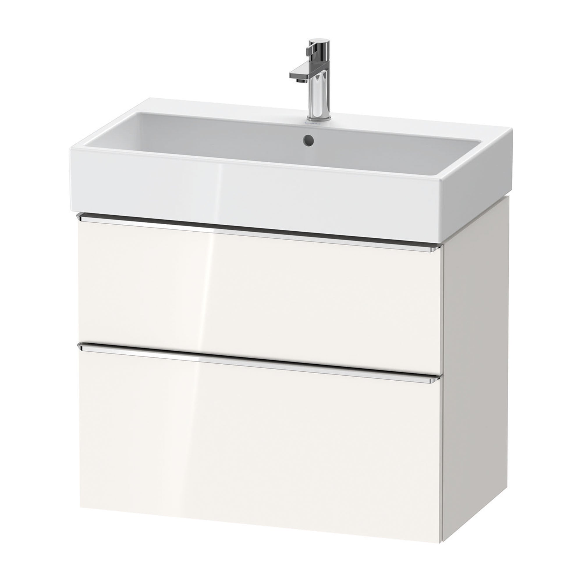 duravit d-neo 800 wall mounted vanity unit with vero basin white gloss chrome handles