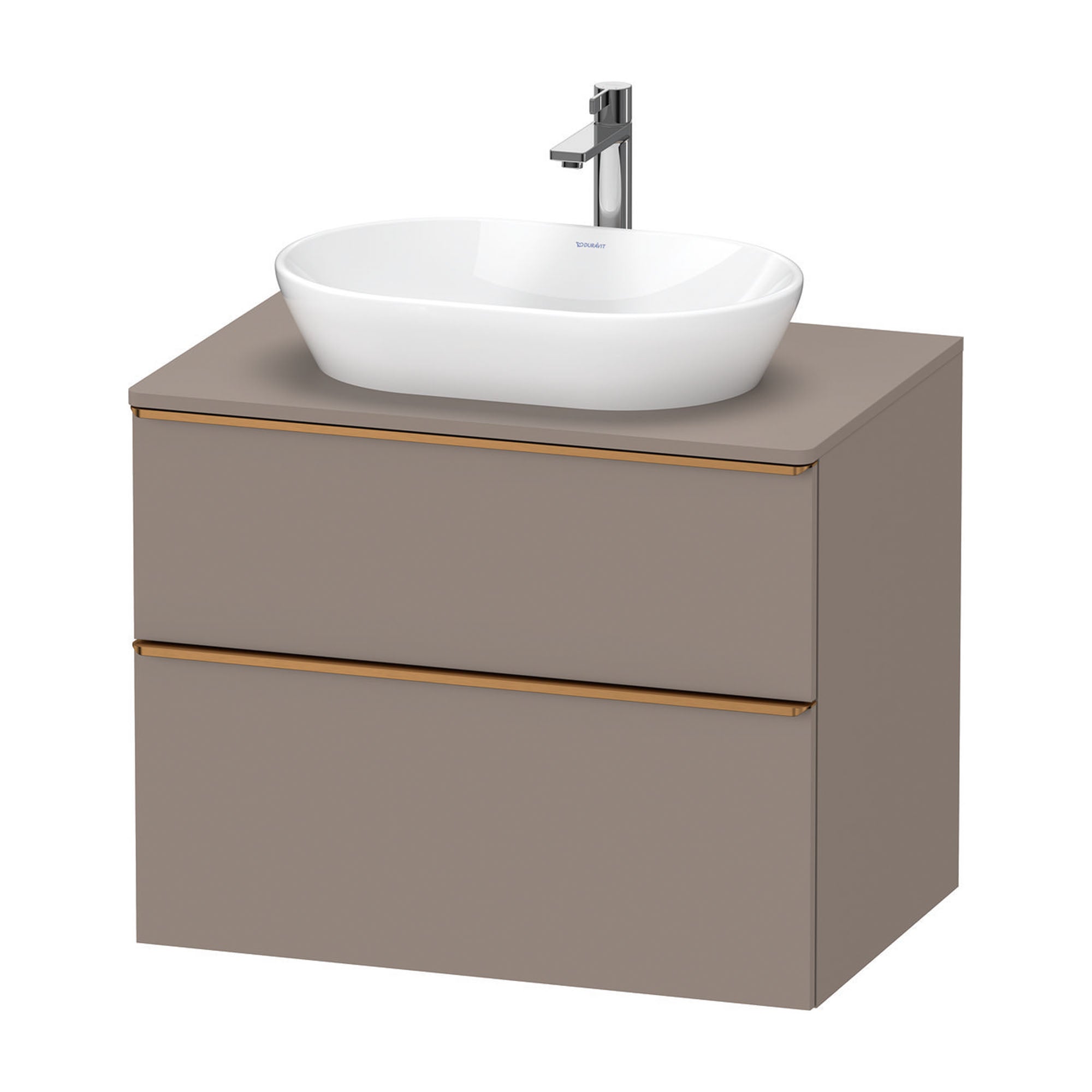 duravit d-neo 800 wall mounted vanity unit with worktop basalt brushed bronze handles