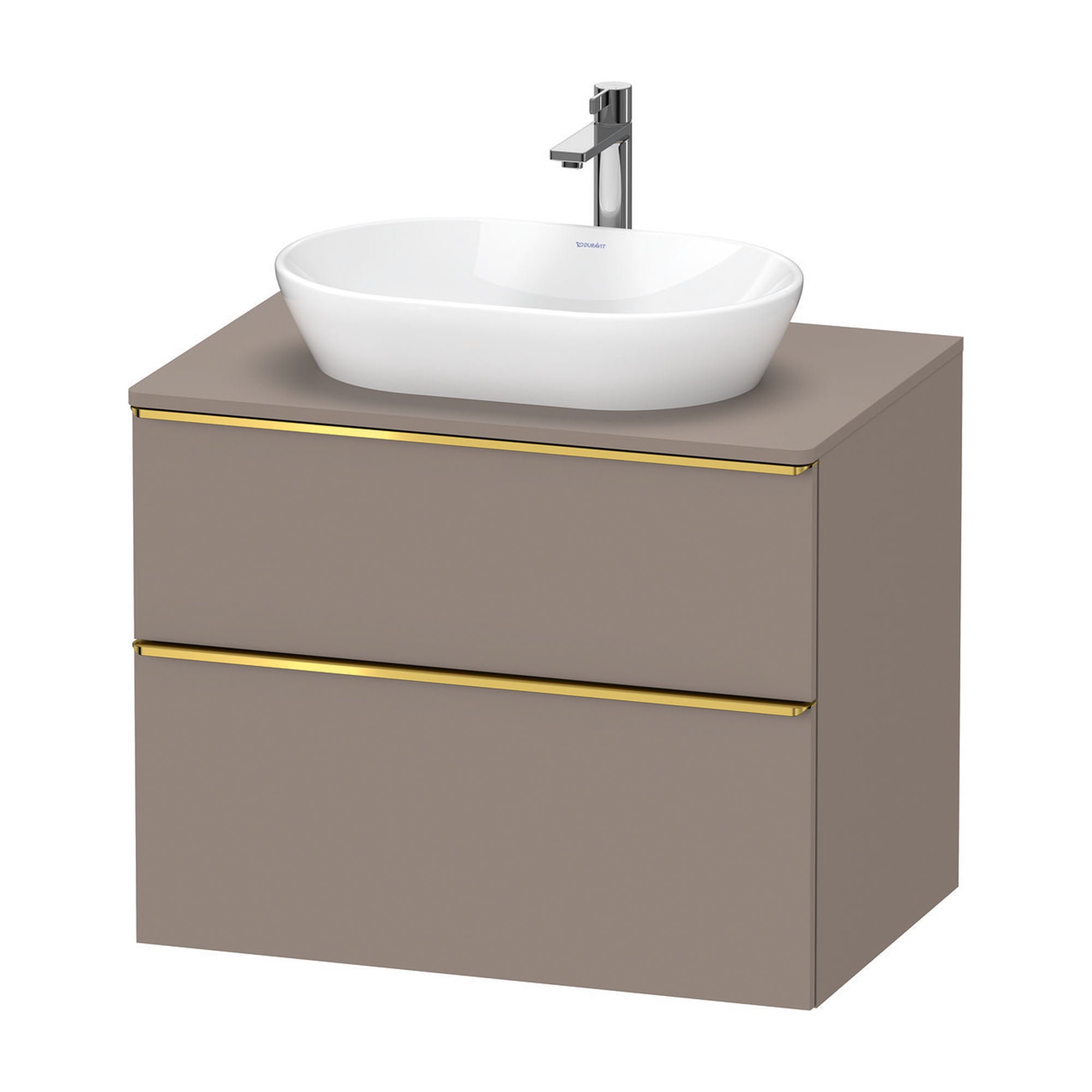duravit d-neo 800 wall mounted vanity unit with worktop basalt gold handles